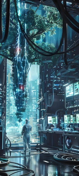 futuristic anime boy wallpaper — science fiction, cable, scenery (free 4K phone download)