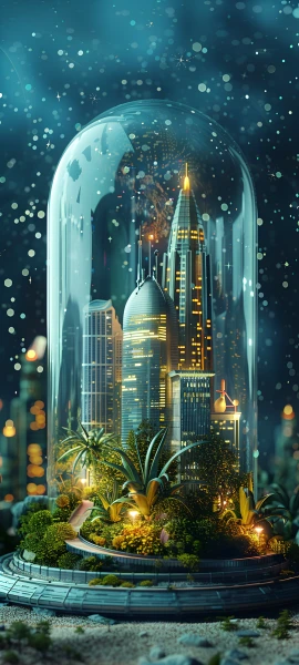 futuristic fusion wallpaper — scenery, building, city, plant (free 4K phone download)