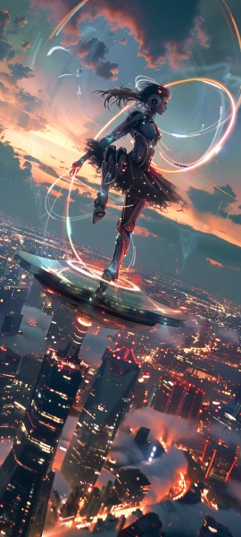 futuristic anime girl wallpaper — cloud, sky, cityscape (free 4K phone download)