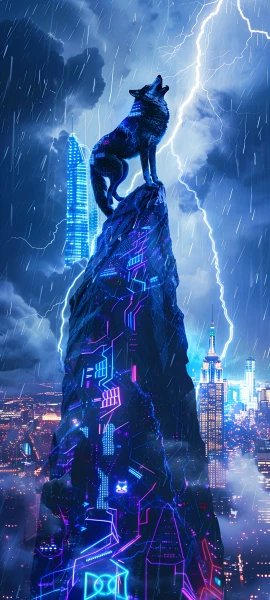 futuristic fusion wallpaper — rain, lightning, sky, cloudy sky (free 4K phone download)