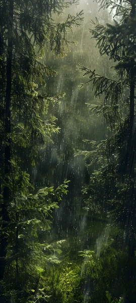 serene fusion wallpaper — nature, scenery, forest, rain (free 4K phone download)