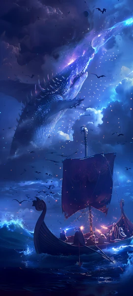 epic anime boy wallpaper — watercraft, sky, whale, cloud (free 4K phone download)
