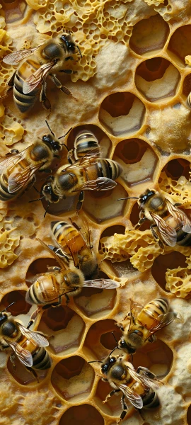 funny fusion wallpaper — bee, bug, gold, from above (free 4K phone download)