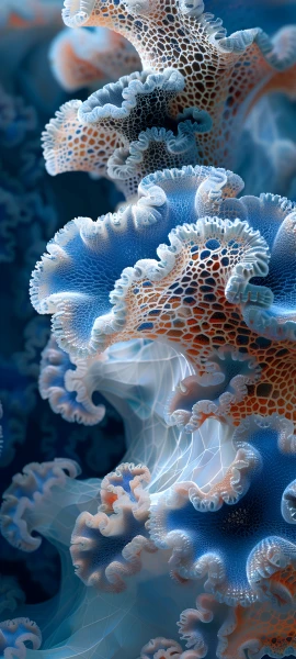 futuristic fusion wallpaper — underwater, jellyfish, bubble, fins (free 4K phone download)