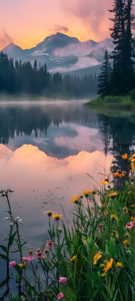 serene fusion wallpaper — scenery, flower, nature, tree (free 4K phone download)