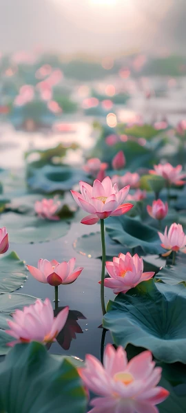 serene fusion wallpaper — flower, lotus, pink flower, scenery (free 4K phone download)