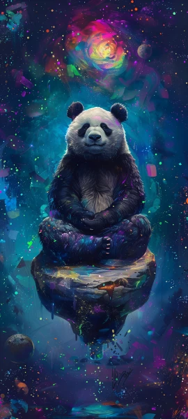 epic fusion wallpaper — panda, space, planet, animal (free 4K phone download)