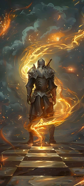 epic anime boy wallpaper — armor, fire, weapon (free 4K phone download)
