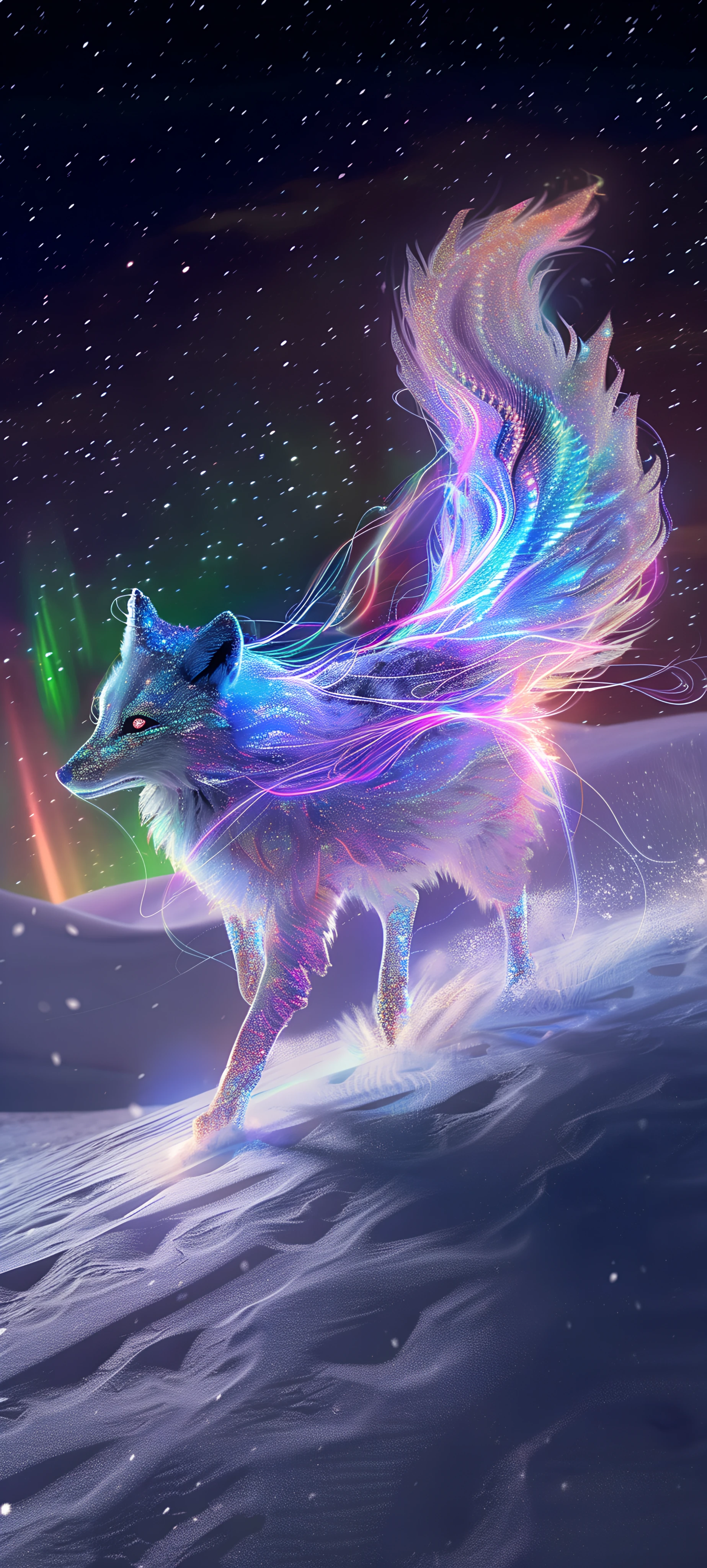 magical fusion wallpaper — aurora, wolf, star (sky), sky (free 4K phone download)
