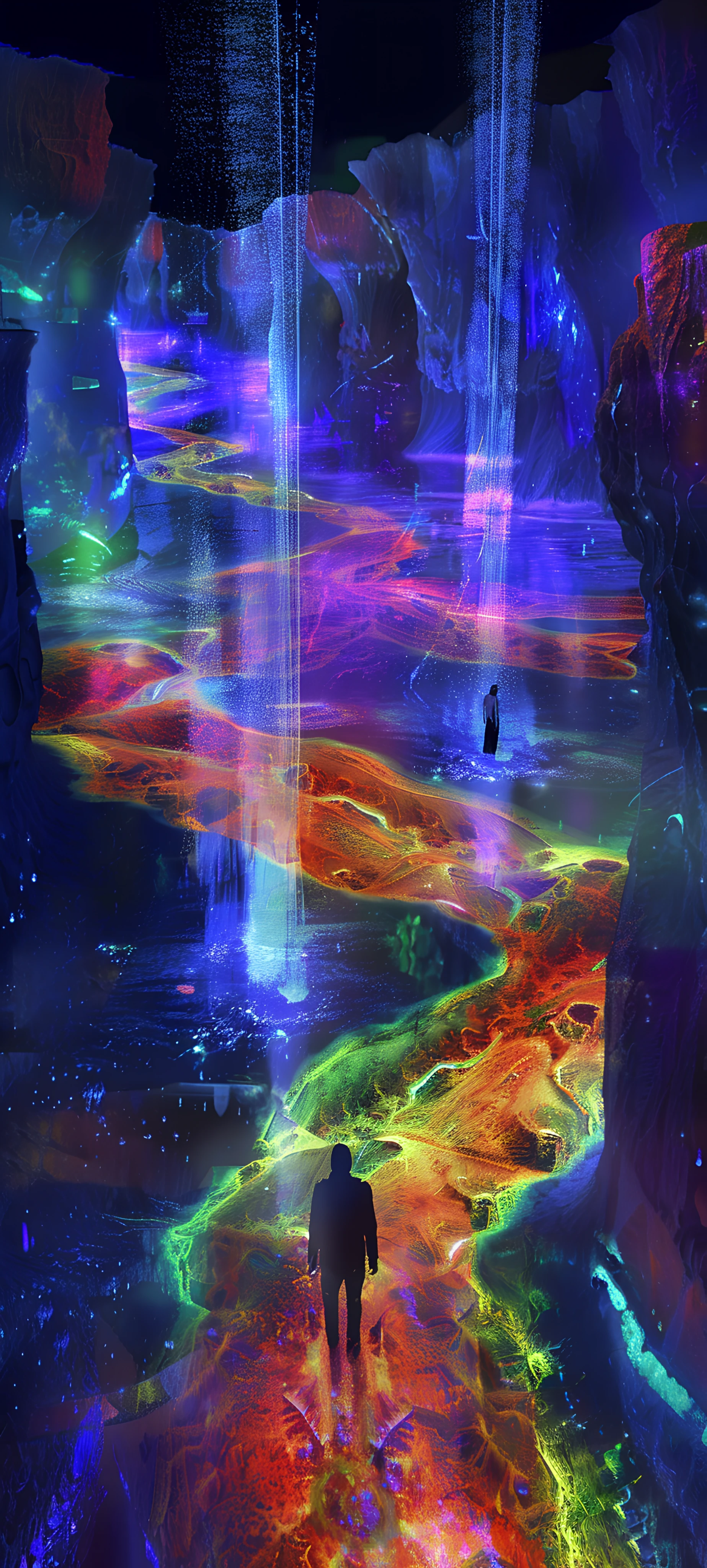 abstract anime boy wallpaper — silhouette, scenery, colorful, water (free 4K phone download)