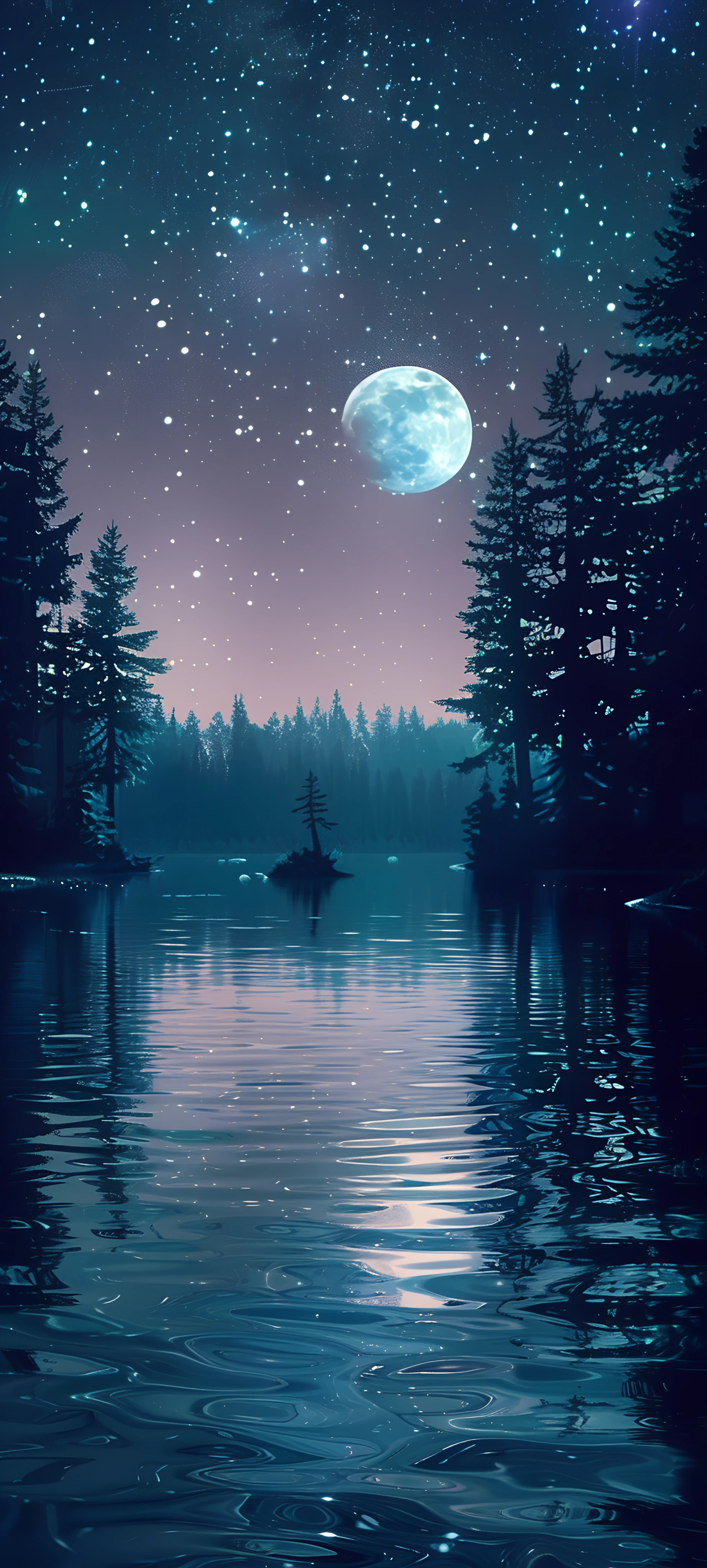 serene fusion wallpaper — moon, star (sky), sky, night (free 4K phone download)