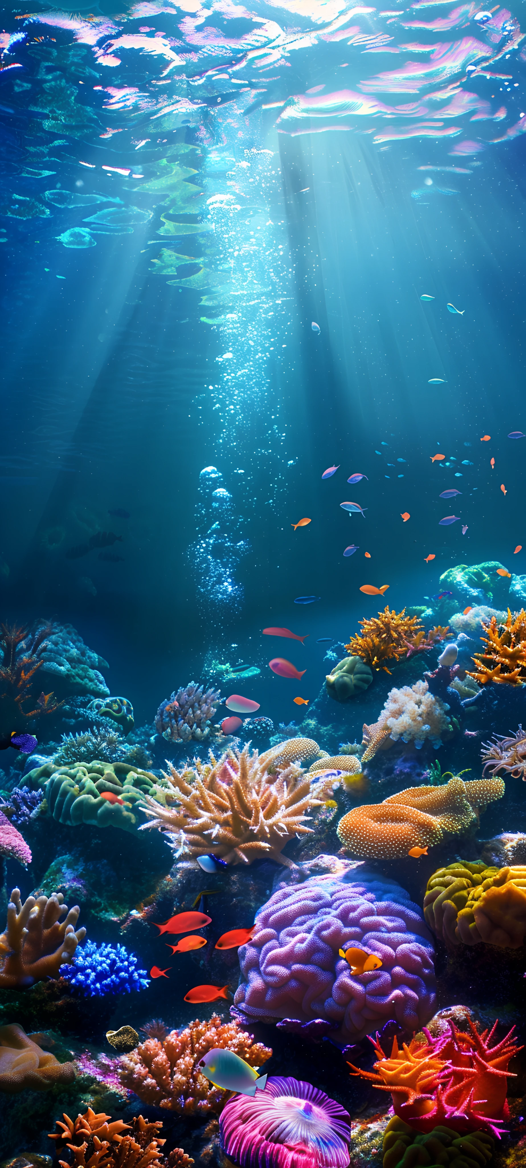 serene fusion wallpaper — coral, underwater, fish, scenery (free 4K phone download)
