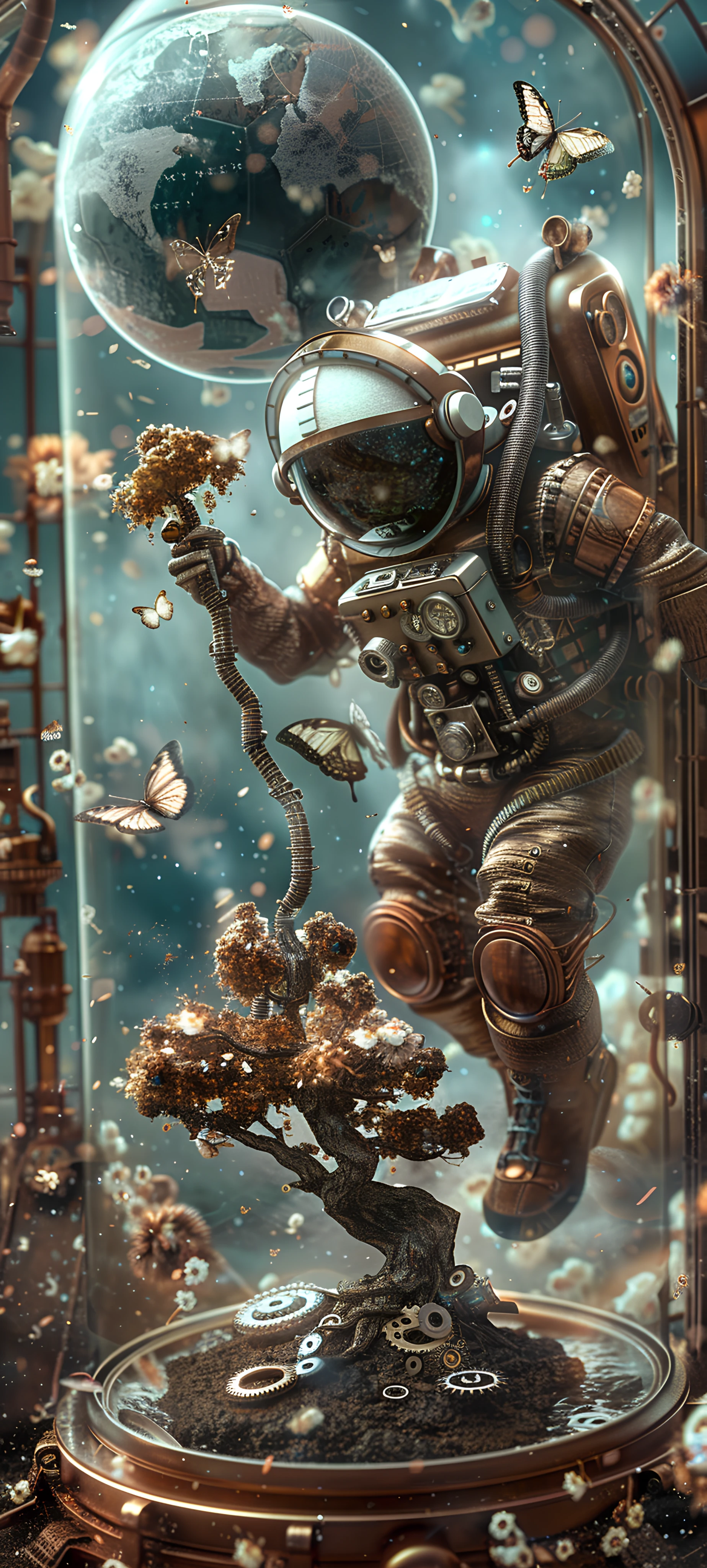 whimsical fusion wallpaper — bug, butterfly, helmet, 1other (free 4K phone download)
