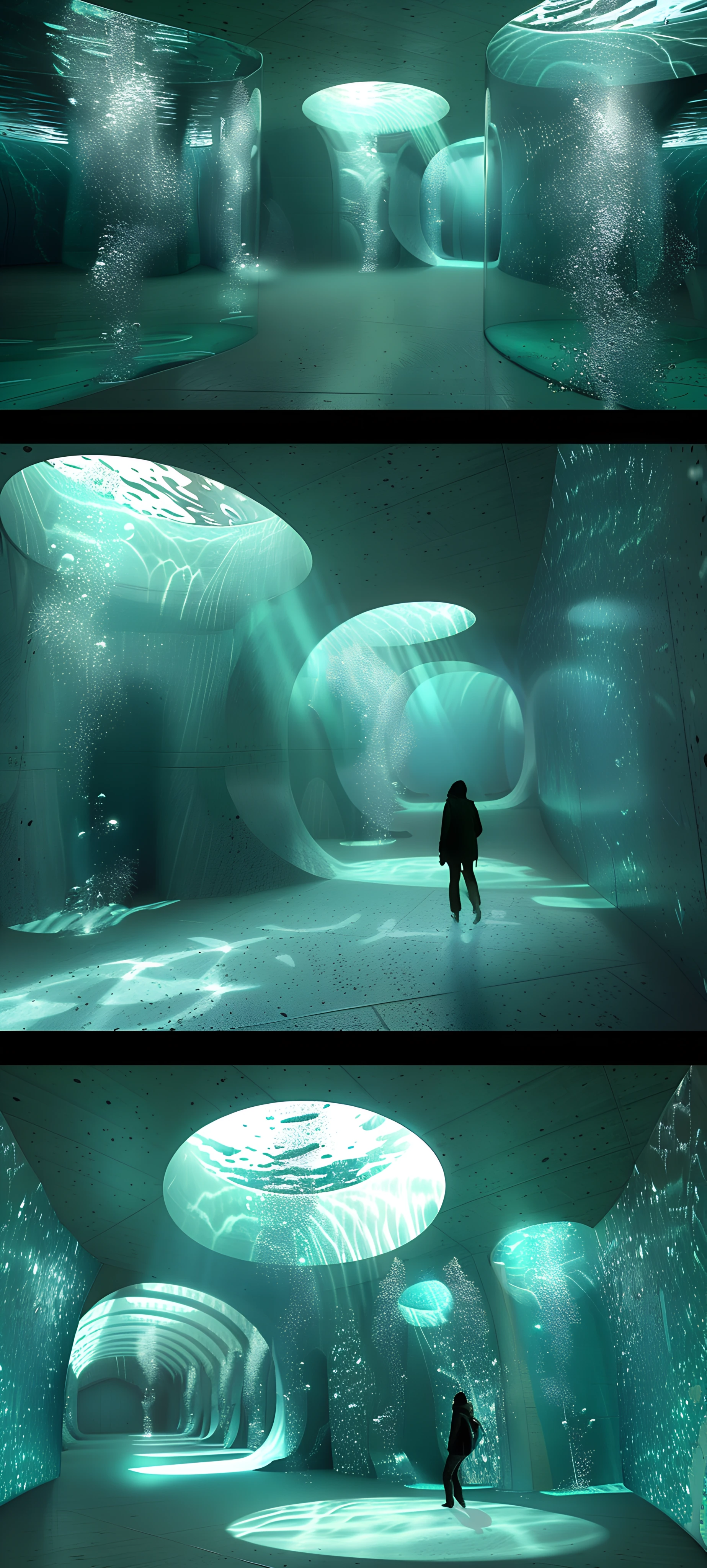 futuristic fusion wallpaper — jellyfish, comic, underwater, scenery (free 4K phone download)