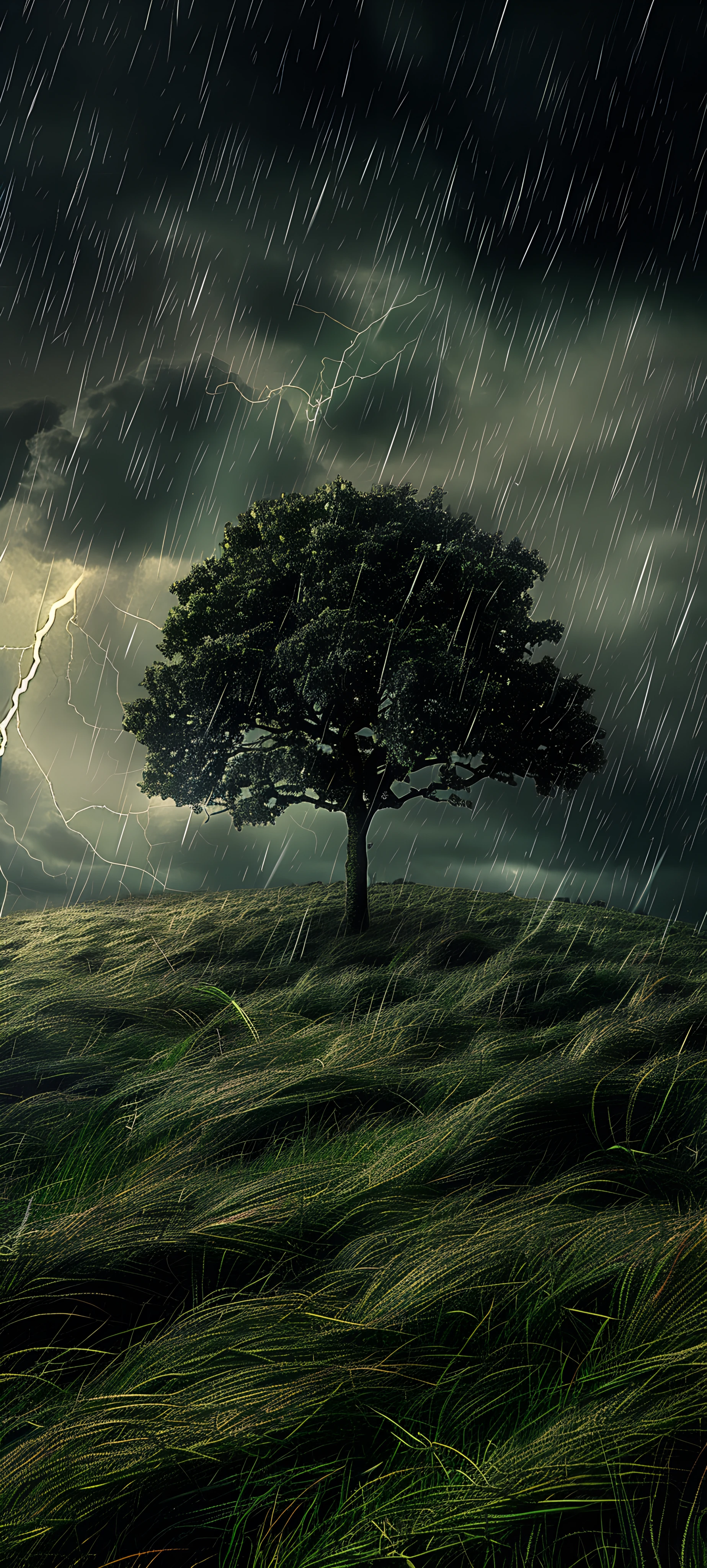 dramatic fusion wallpaper — rain, storm, lightning, cloud (free 4K phone download)