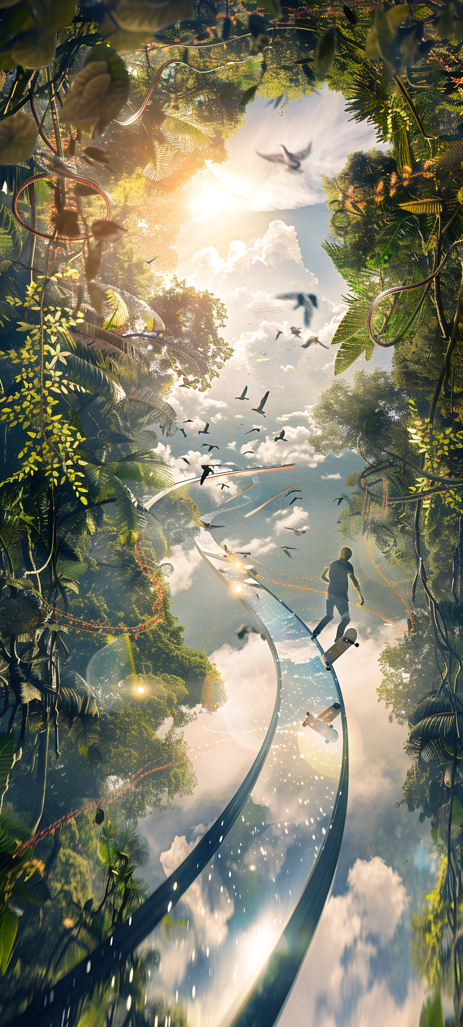 dreamy anime boy wallpaper — bird, scenery, cloud (free 4K phone download)