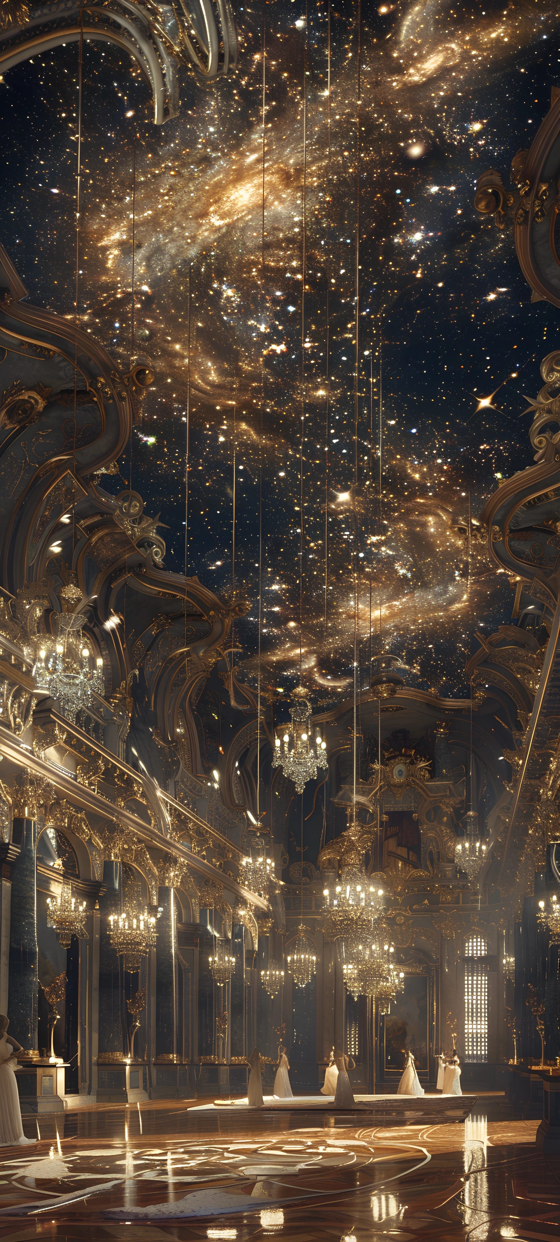 magical fusion wallpaper — scenery, chandelier, candle, star (sky) (free 4K phone download)