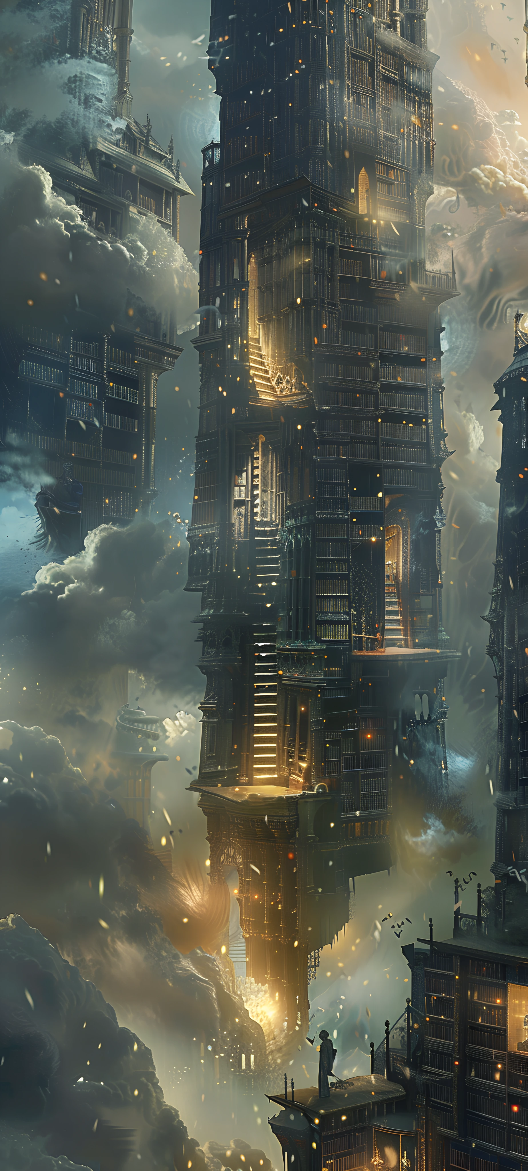 futuristic fusion wallpaper — scenery, cloud, sky, building (free 4K phone download)