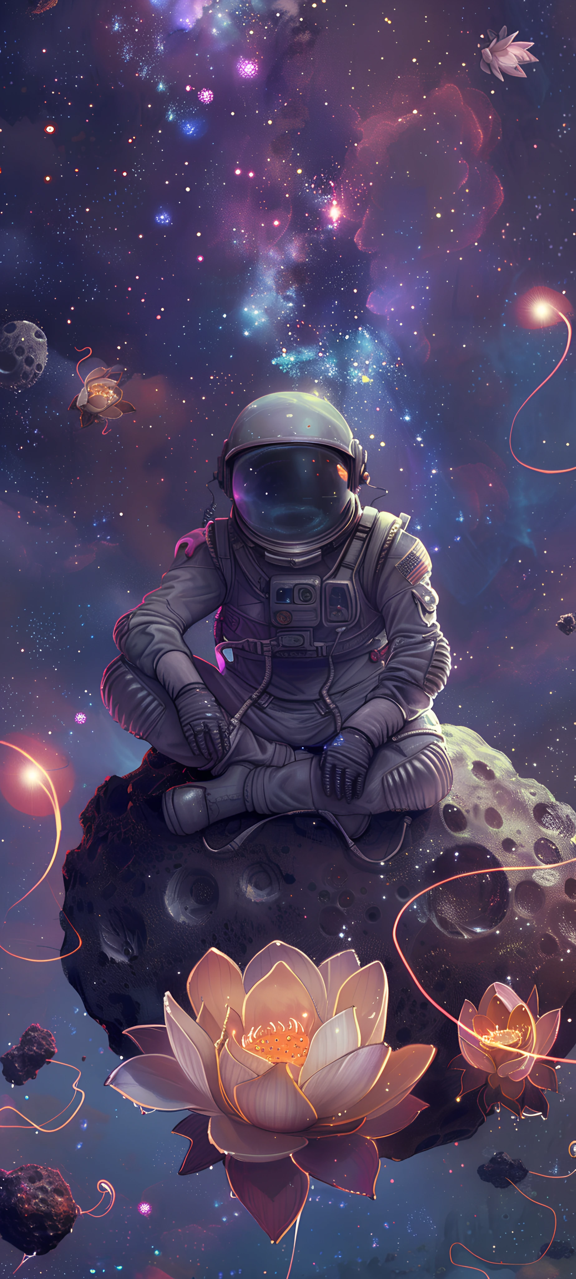 futuristic anime boy wallpaper — space, helmet, star (sky), flower (free 4K phone download)
