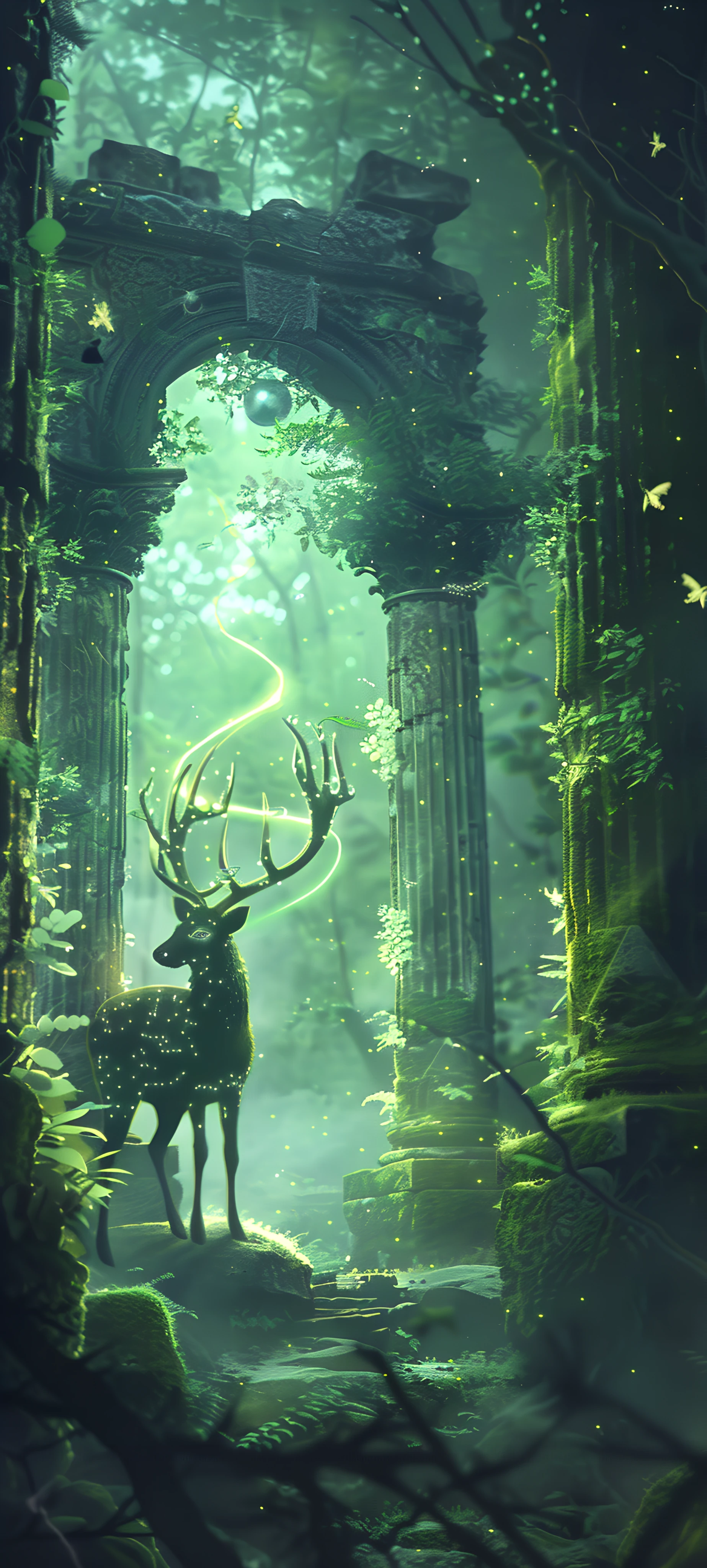 magical fusion wallpaper — deer, scenery, antlers, nature (free 4K phone download)