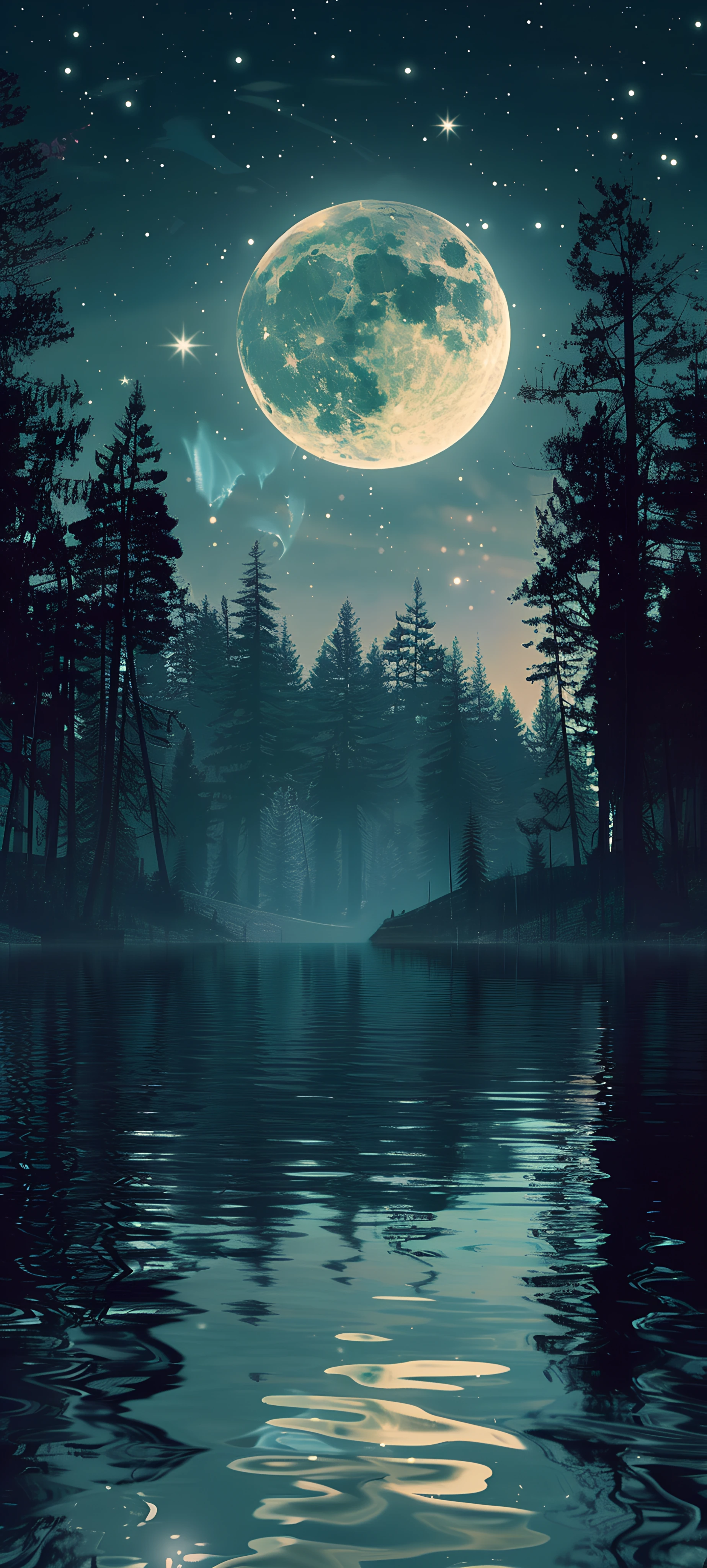 serene fusion wallpaper — moon, sky, star (sky), scenery (free 4K phone download)