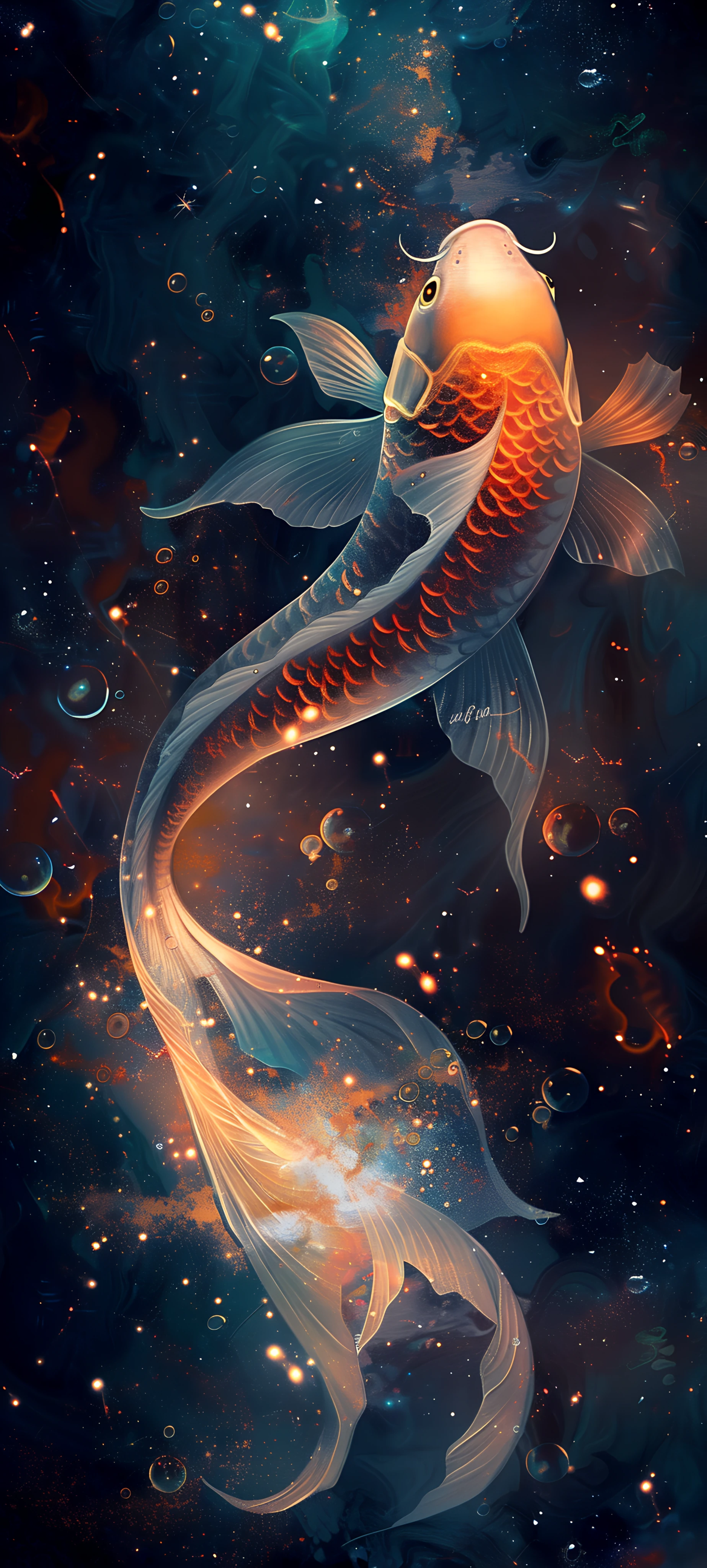 magical fusion wallpaper — fish, bubble, animal focus, underwater (free 4K phone download)