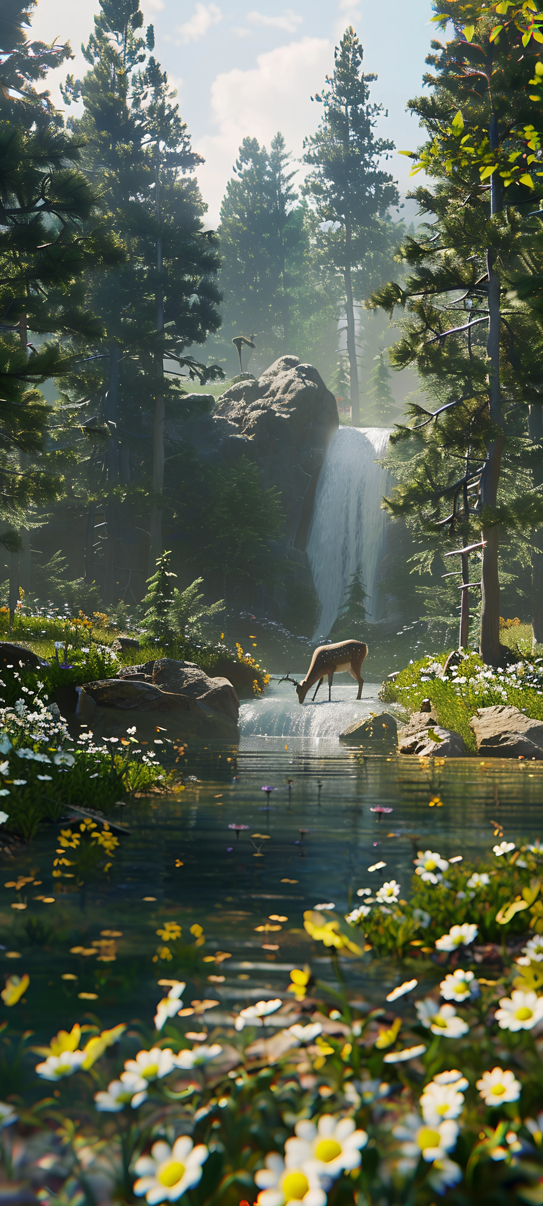 serene fusion wallpaper — scenery, flower, tree, nature (free 4K phone download)