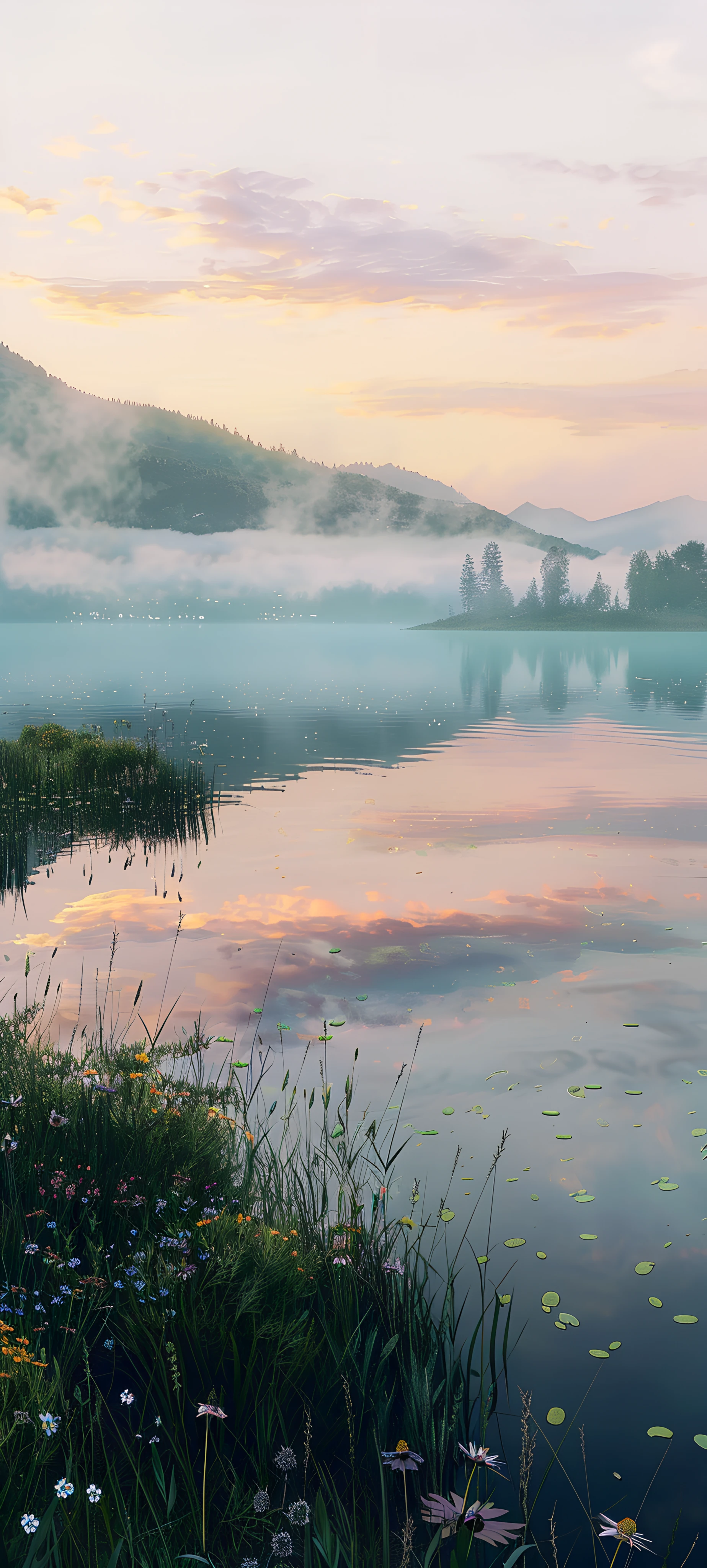 serene fusion wallpaper — scenery, flower, cloud, sky (free 4K phone download)