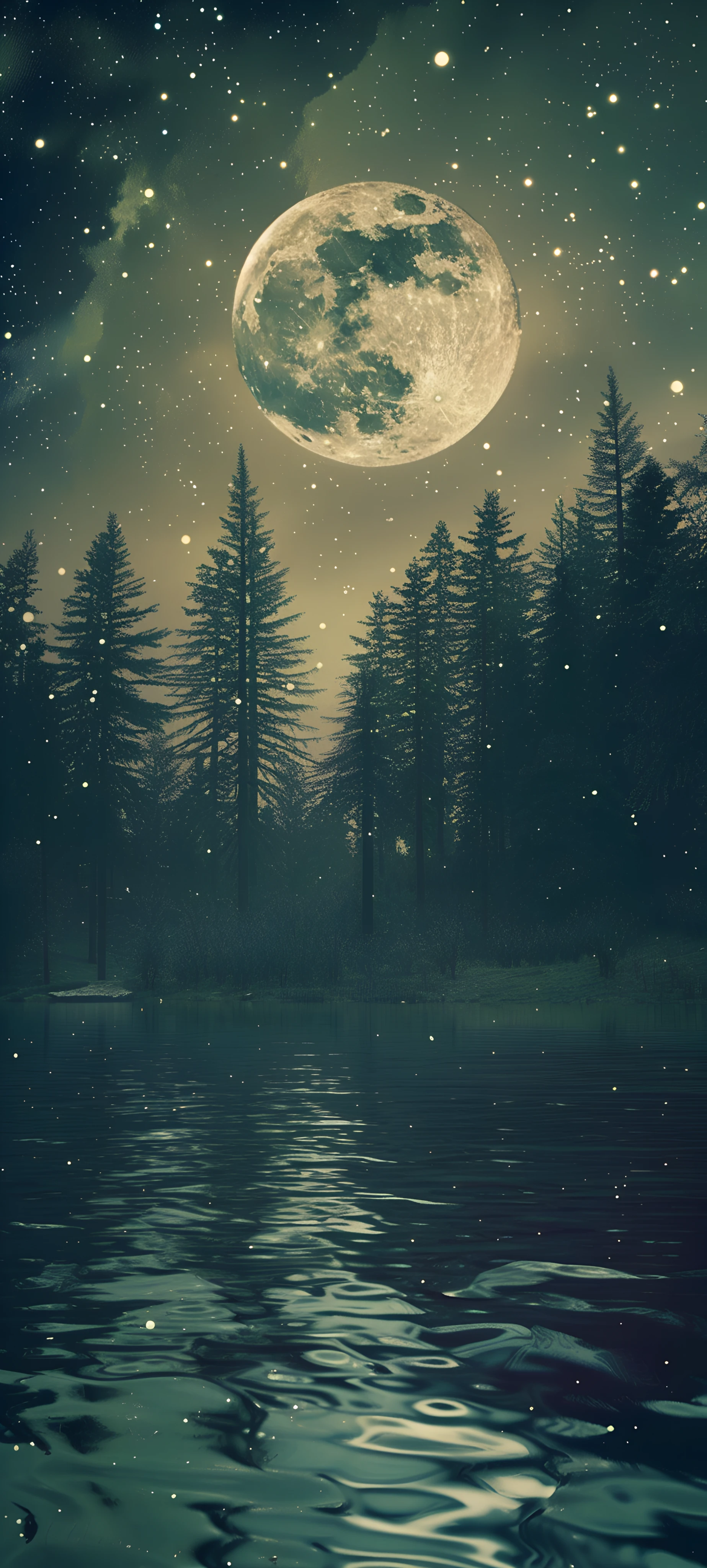 serene fusion wallpaper — scenery, moon, sky, star (sky) (free 4K phone download)
