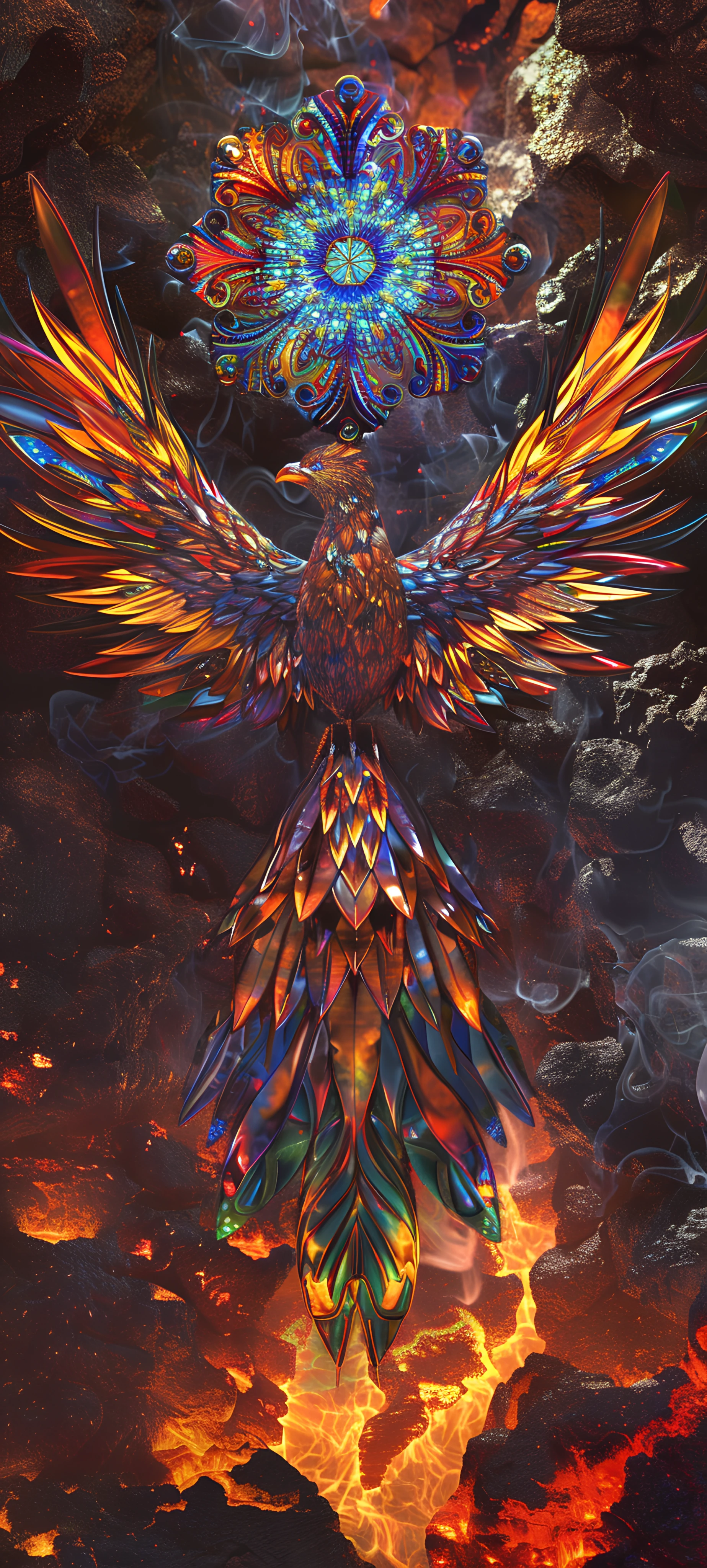 epic fusion wallpaper — wings, fire, bird, animal focus (free 4K phone download)