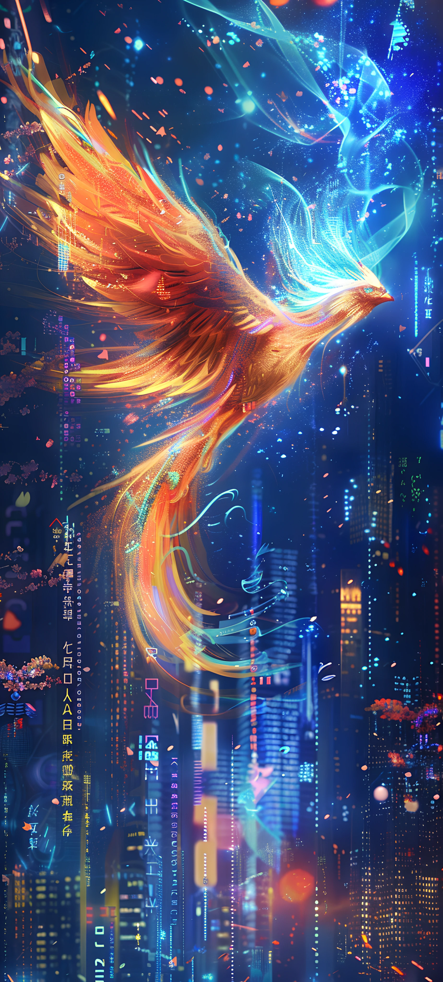 magical fusion wallpaper — bird, city, cityscape, night (free 4K phone download)