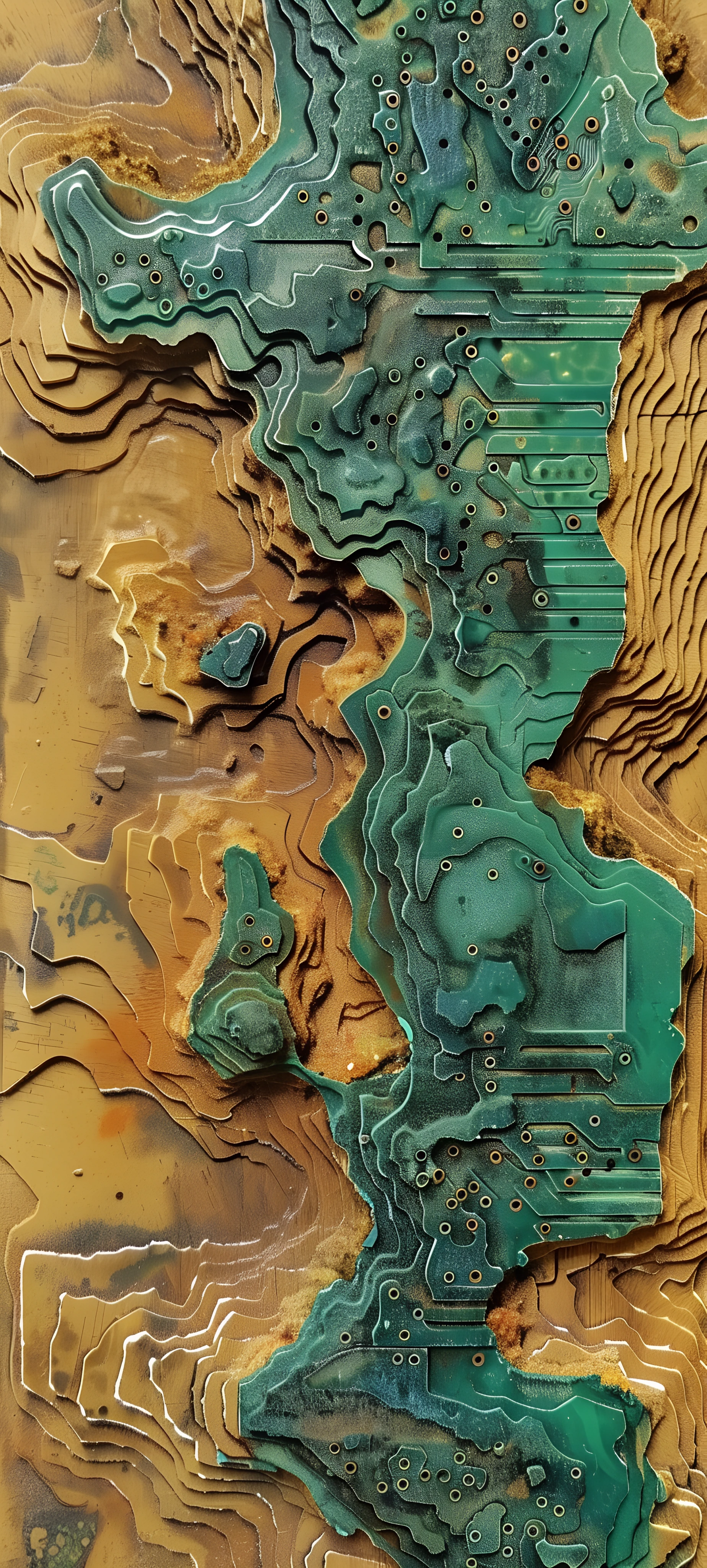 abstract fusion wallpaper — waves, water, from above, fine art parody (free 4K phone download)
