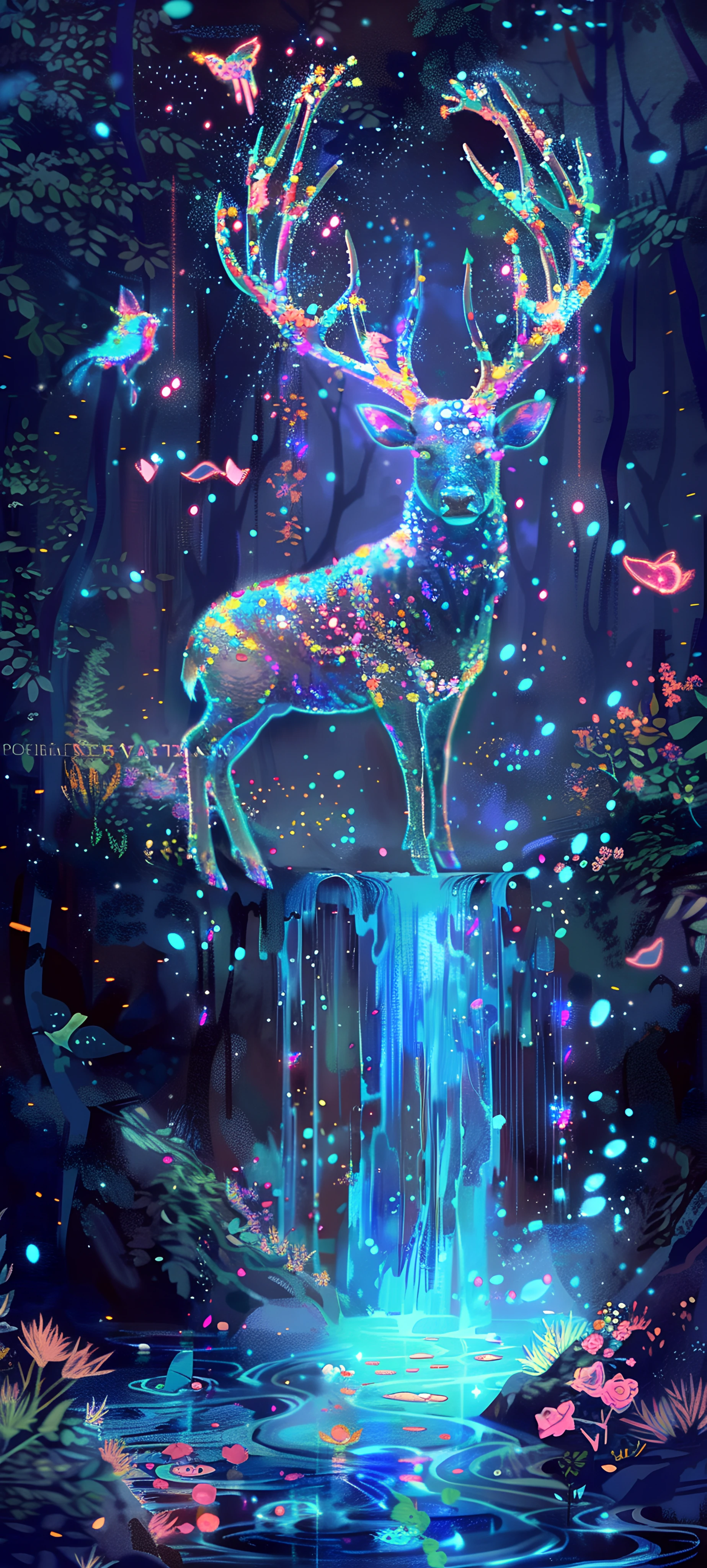 magical fusion wallpaper — deer, water, nature, flower (free 4K phone download)