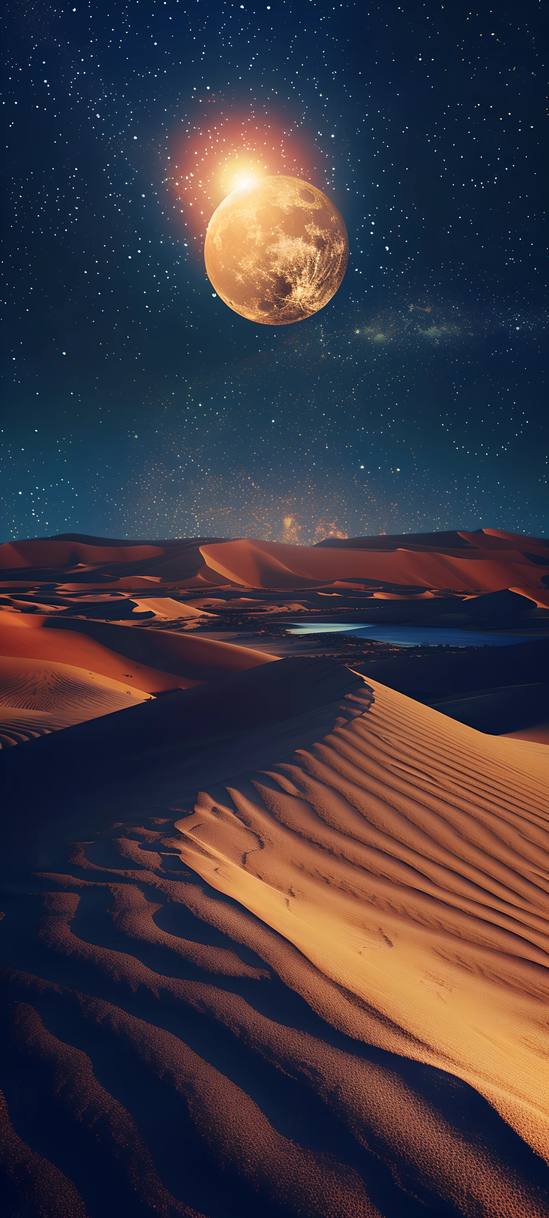 serene fusion wallpaper — star (sky), scenery, sky, moon (free 4K phone download)