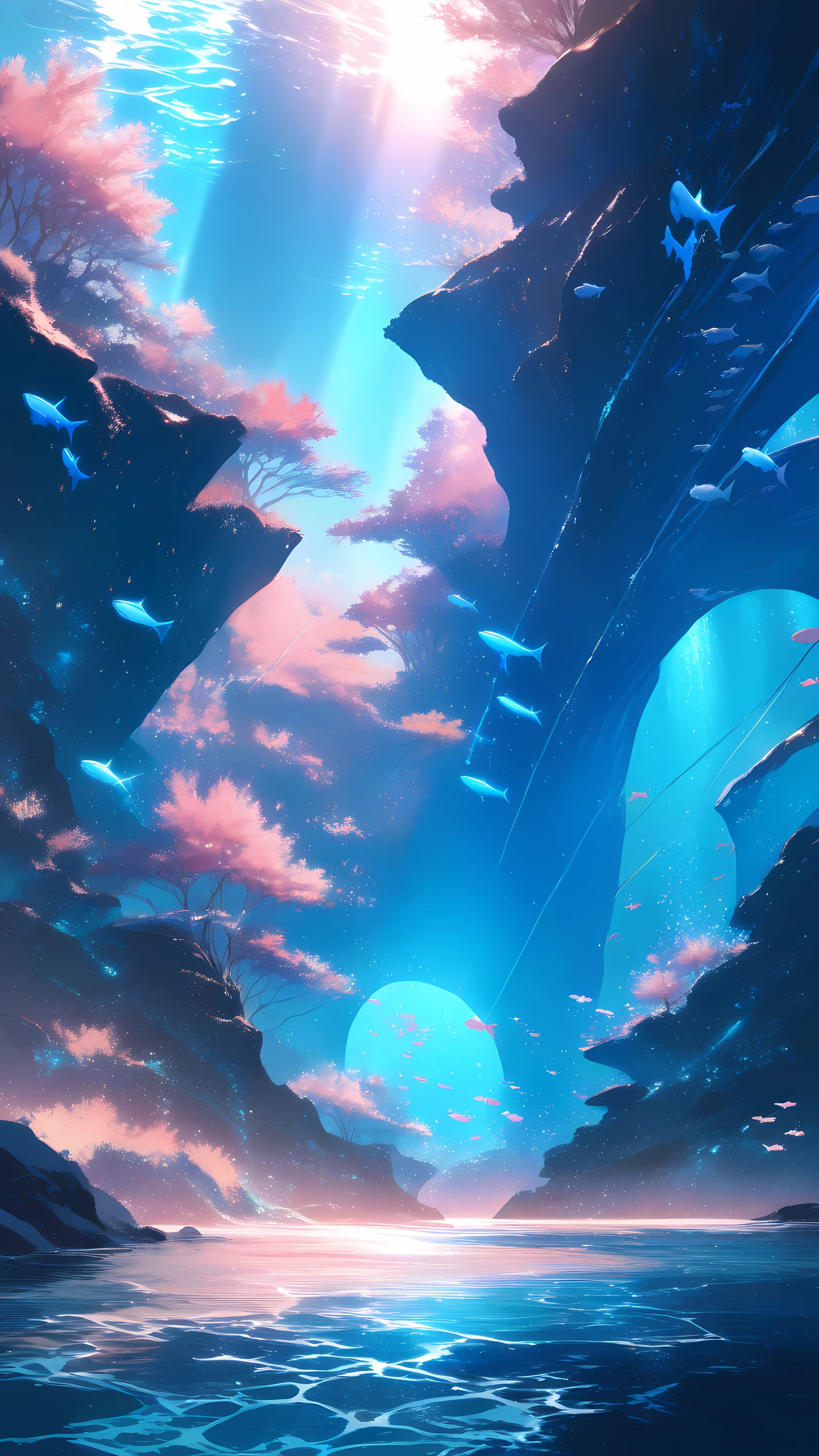 Anime Wallpaper Aquarium Tunnel 1440×2560 anime wallpaper
