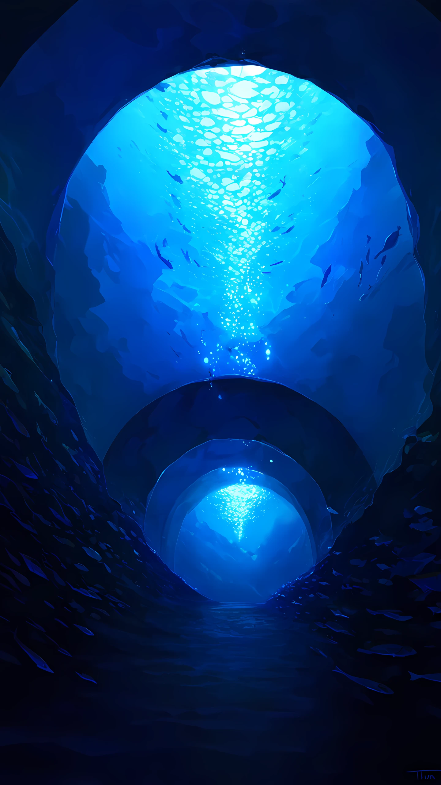 Anime Wallpaper Aquarium Tunnel 1440×2560 anime wallpaper