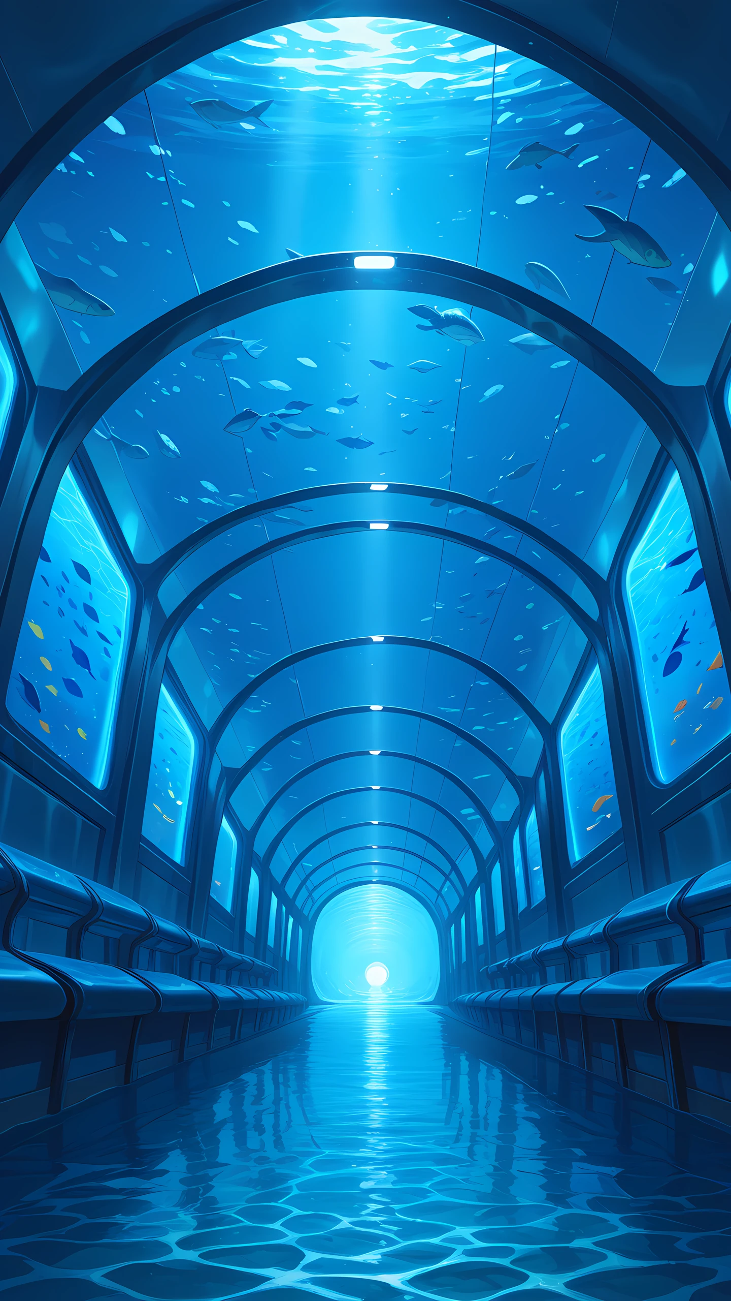 Anime Wallpaper Aquarium Tunnel 1440×2560 anime wallpaper
