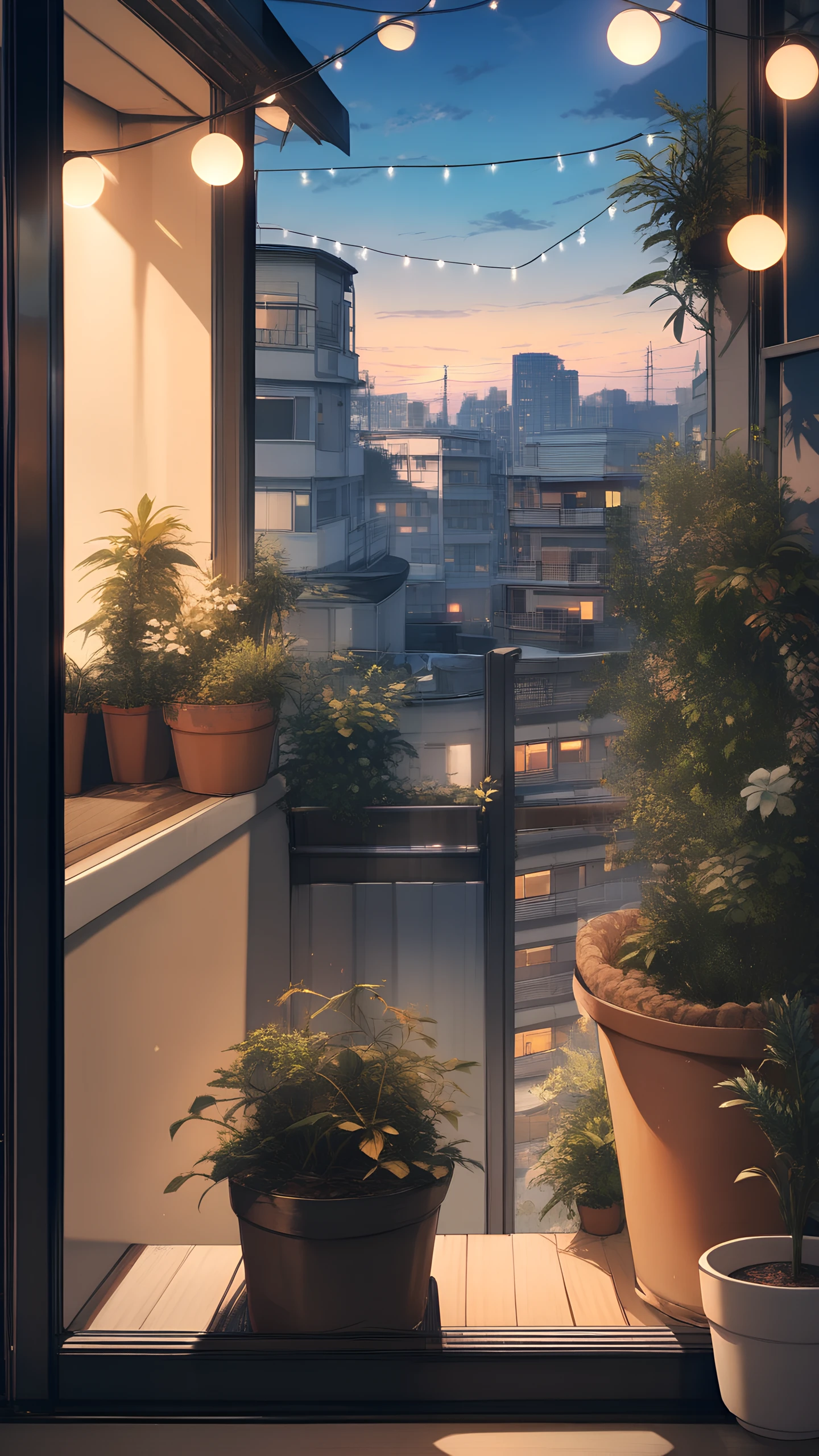 Anime Wallpaper Balcony Garden Dusk 1440×2560 anime wallpaper