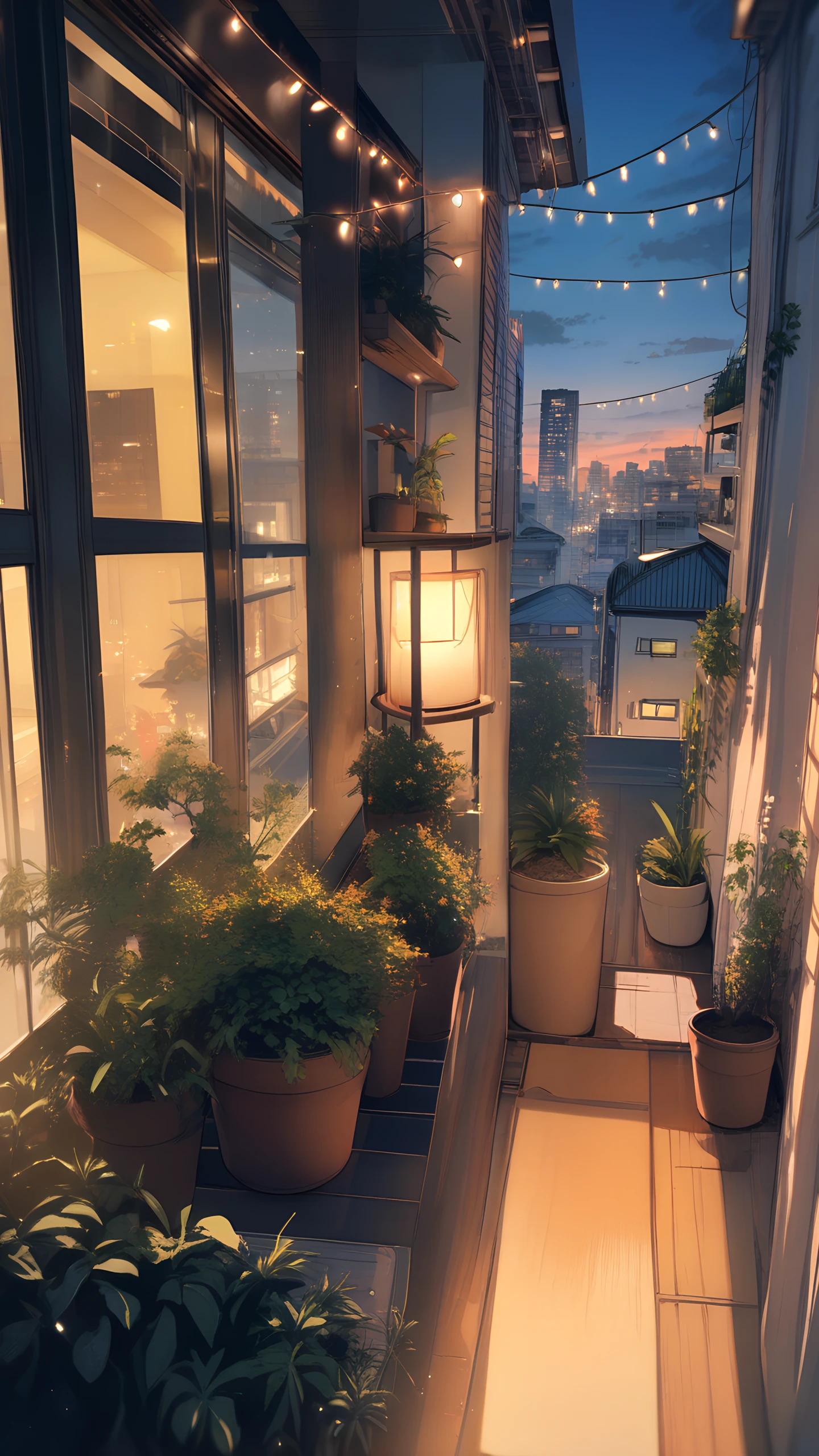 Anime Wallpaper Balcony Garden Dusk 1440×2560 anime wallpaper