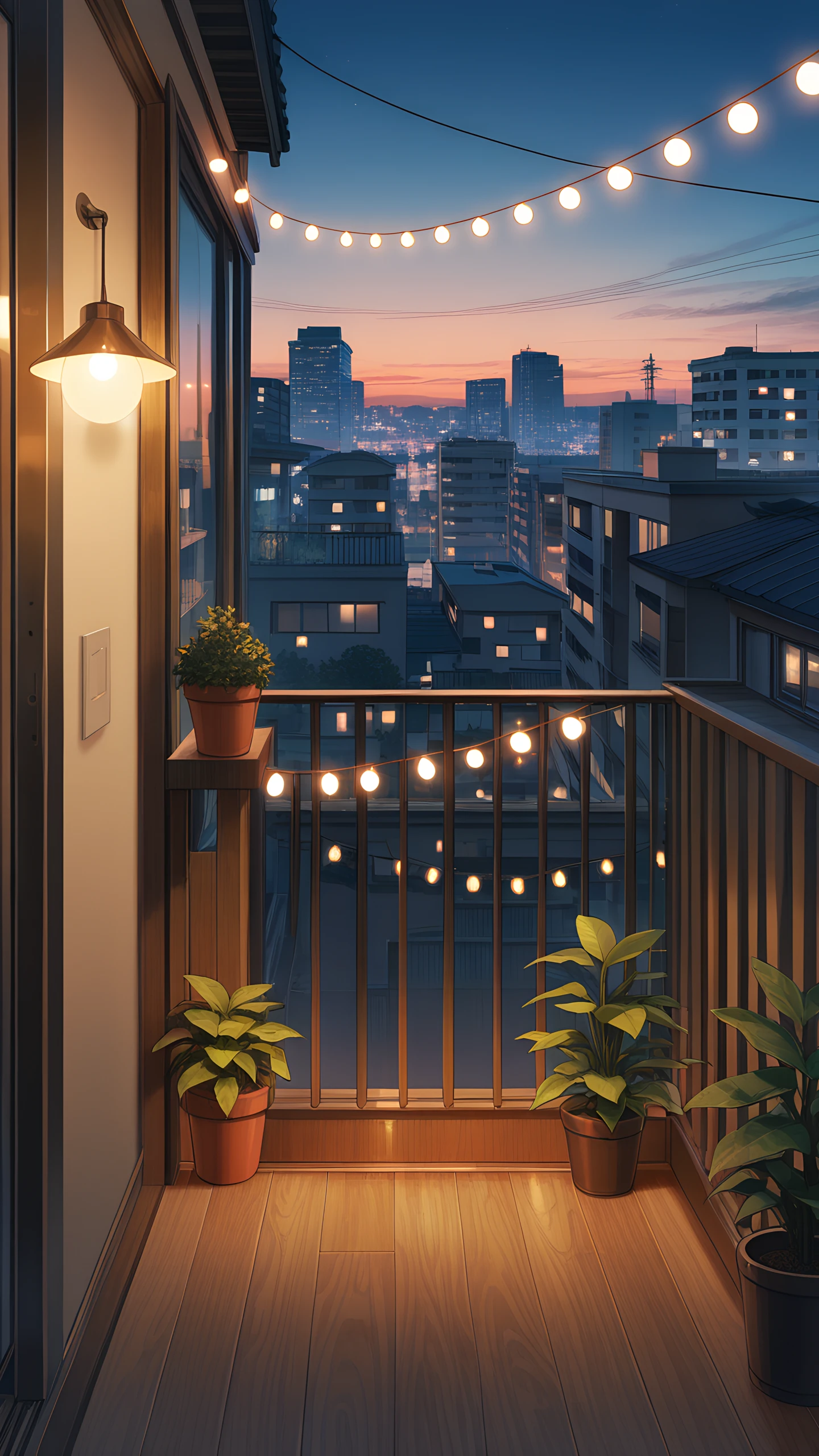 Anime Wallpaper Balcony Garden Dusk 1440×2560 anime wallpaper
