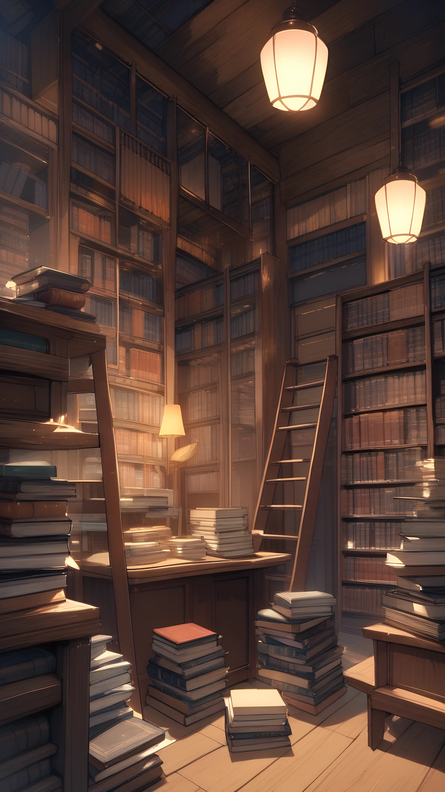 Anime Wallpaper Cozy Bookstore 1440×2560 anime wallpaper