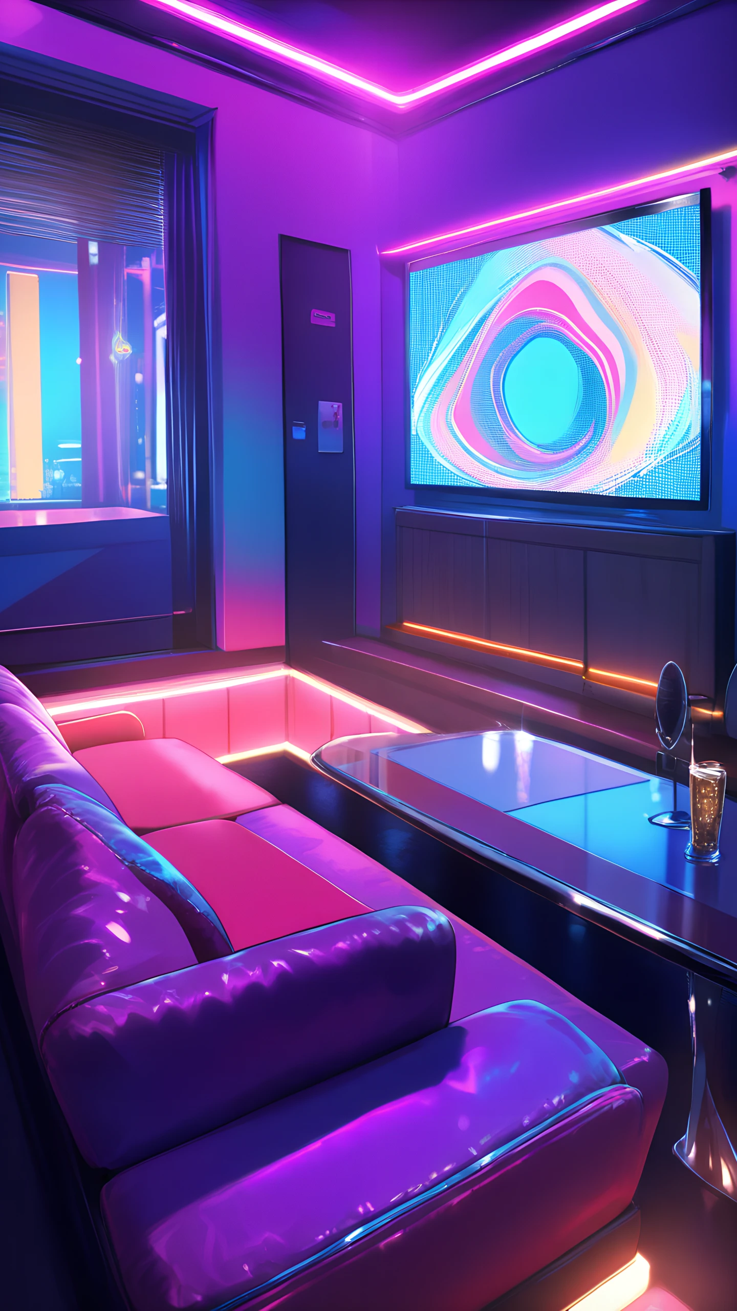 Anime Wallpaper Karaoke Room Neon 1440×2560 anime wallpaper