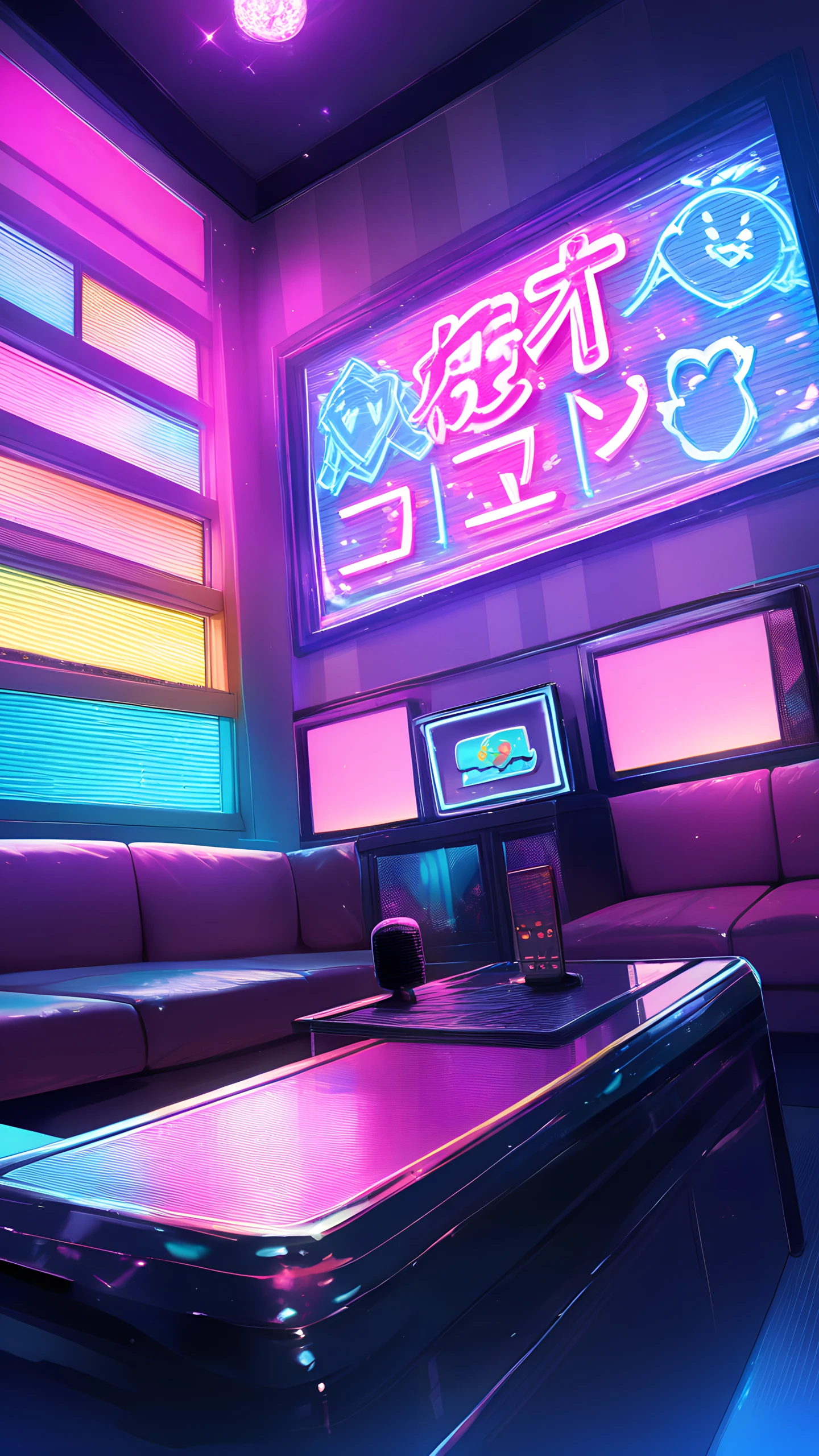 Anime Wallpaper Karaoke Room Neon 1440×2560 anime wallpaper