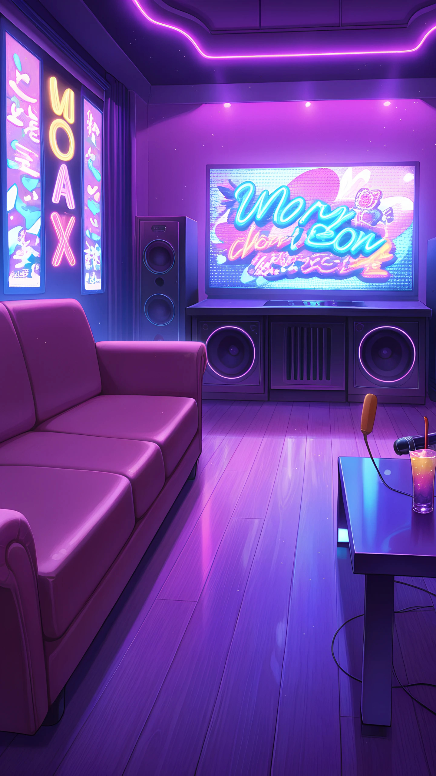 Anime Wallpaper Karaoke Room Neon 1440×2560 anime wallpaper