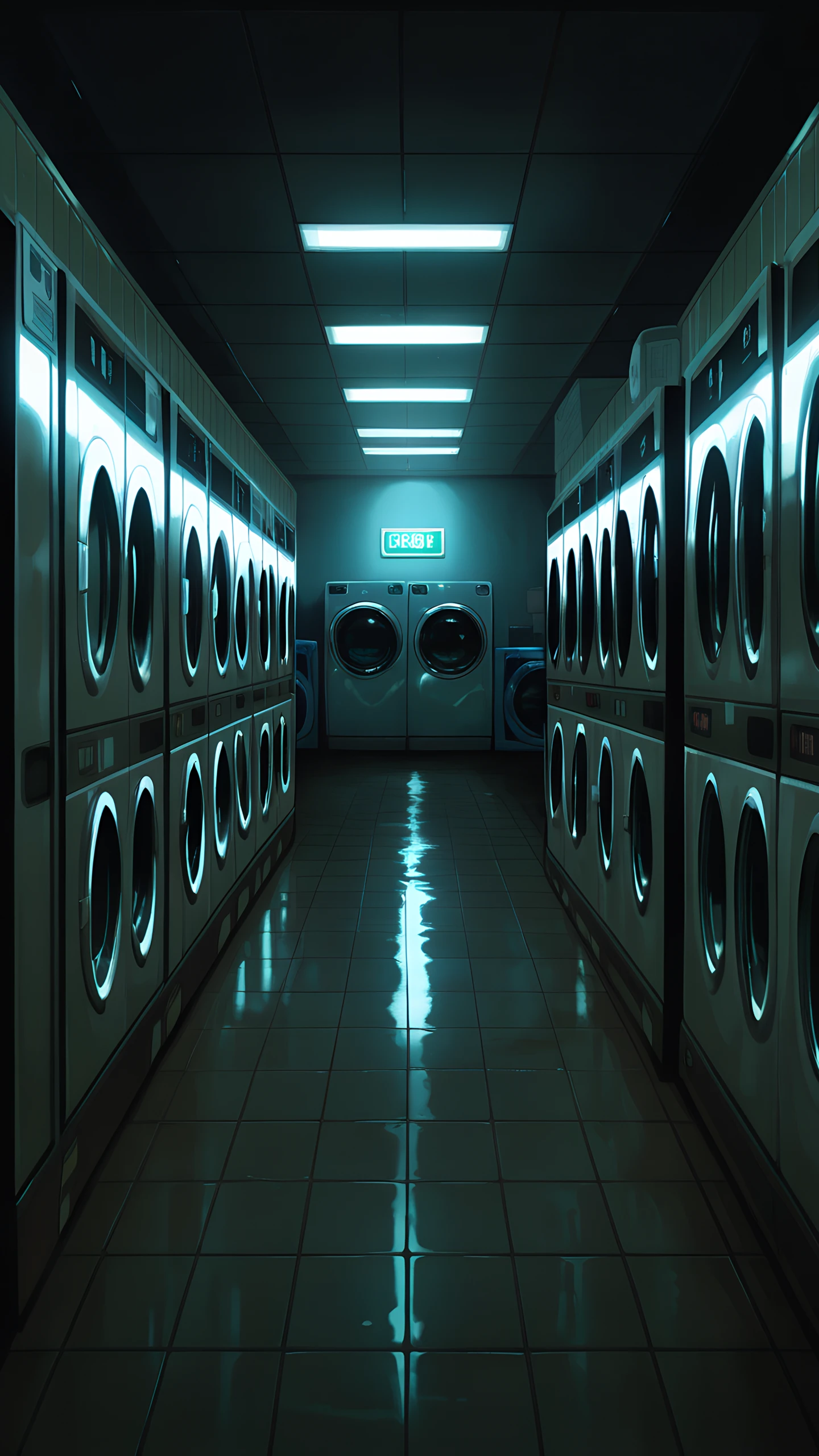 Anime Wallpaper Laundromat Night 1440×2560 anime wallpaper