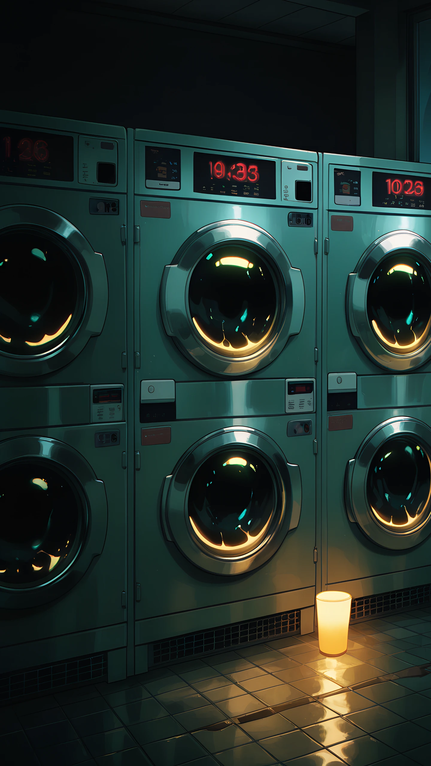 Anime Wallpaper Laundromat Night 1440×2560 anime wallpaper