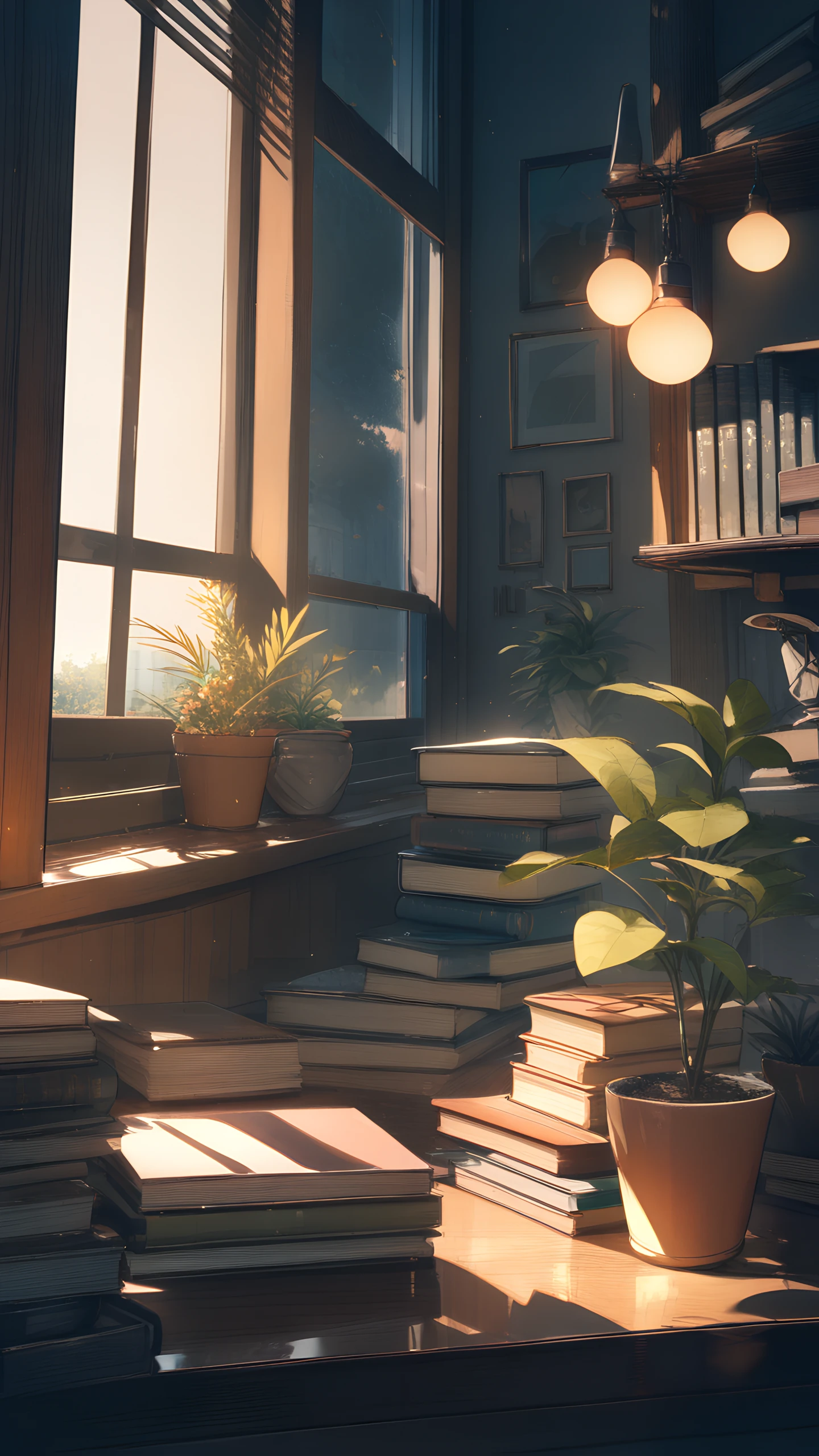 Anime Wallpaper Study Nook Rain 1440×2560 anime wallpaper
