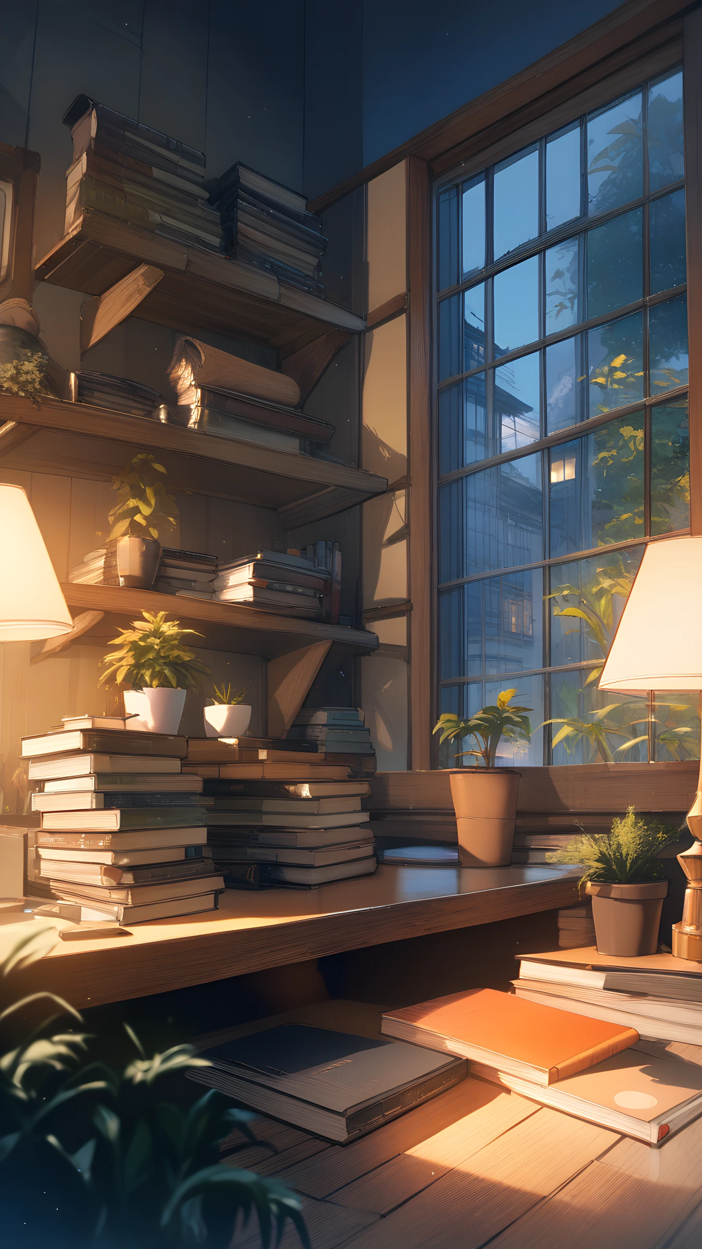 Anime Wallpaper Study Nook Rain 1440×2560 anime wallpaper