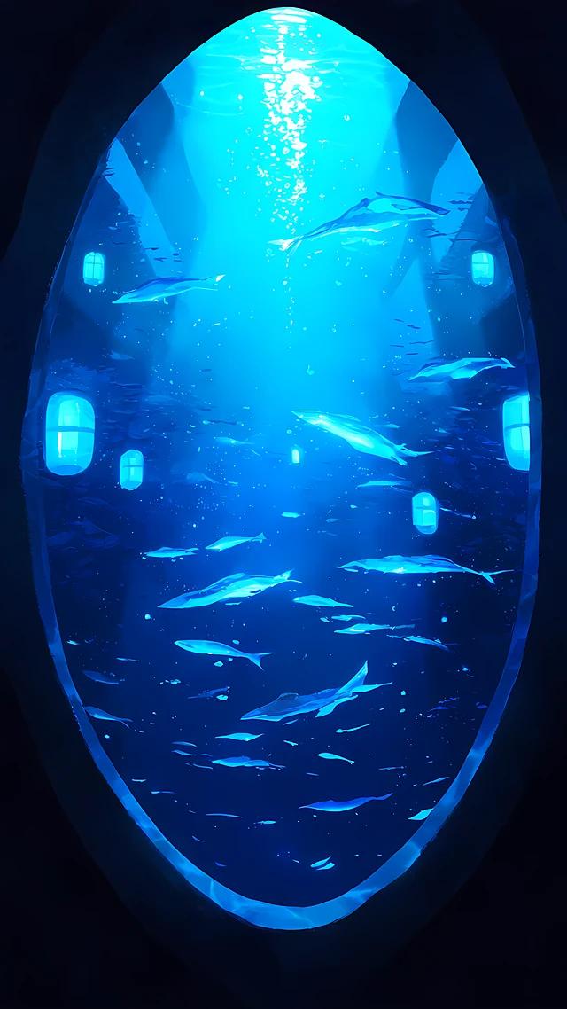 anime wallpaper aquarium tunnel — 1440×2560