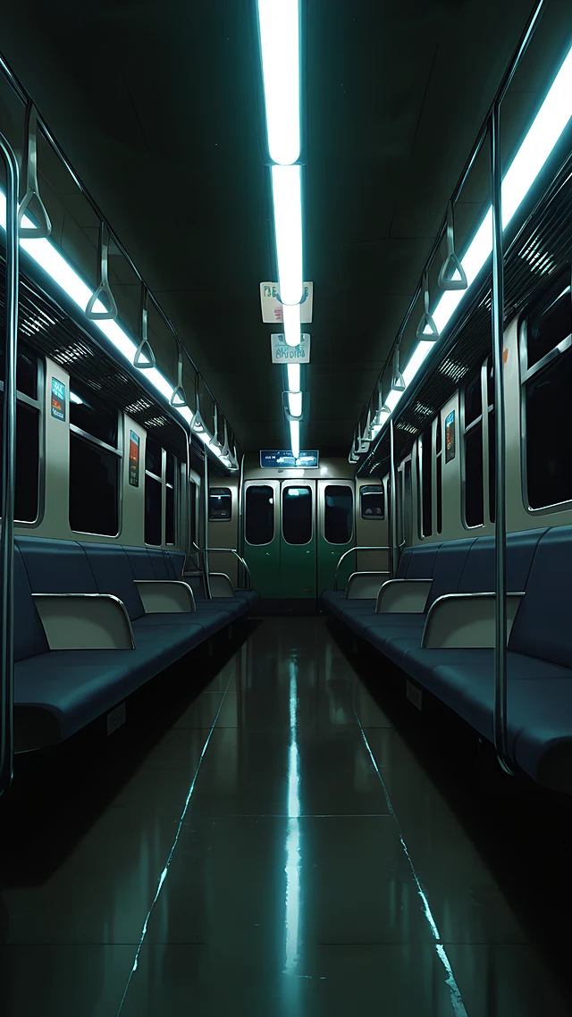 anime wallpaper empty subway night — 1440×2560